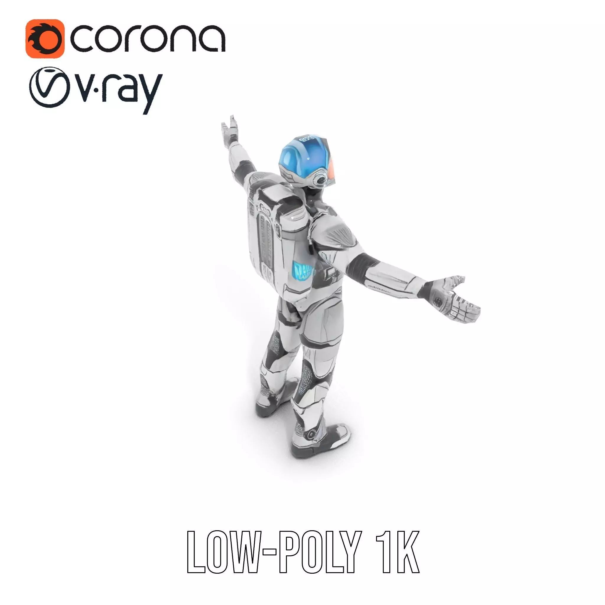 Silver Cybersuit model pack Low-poly 3D model_17