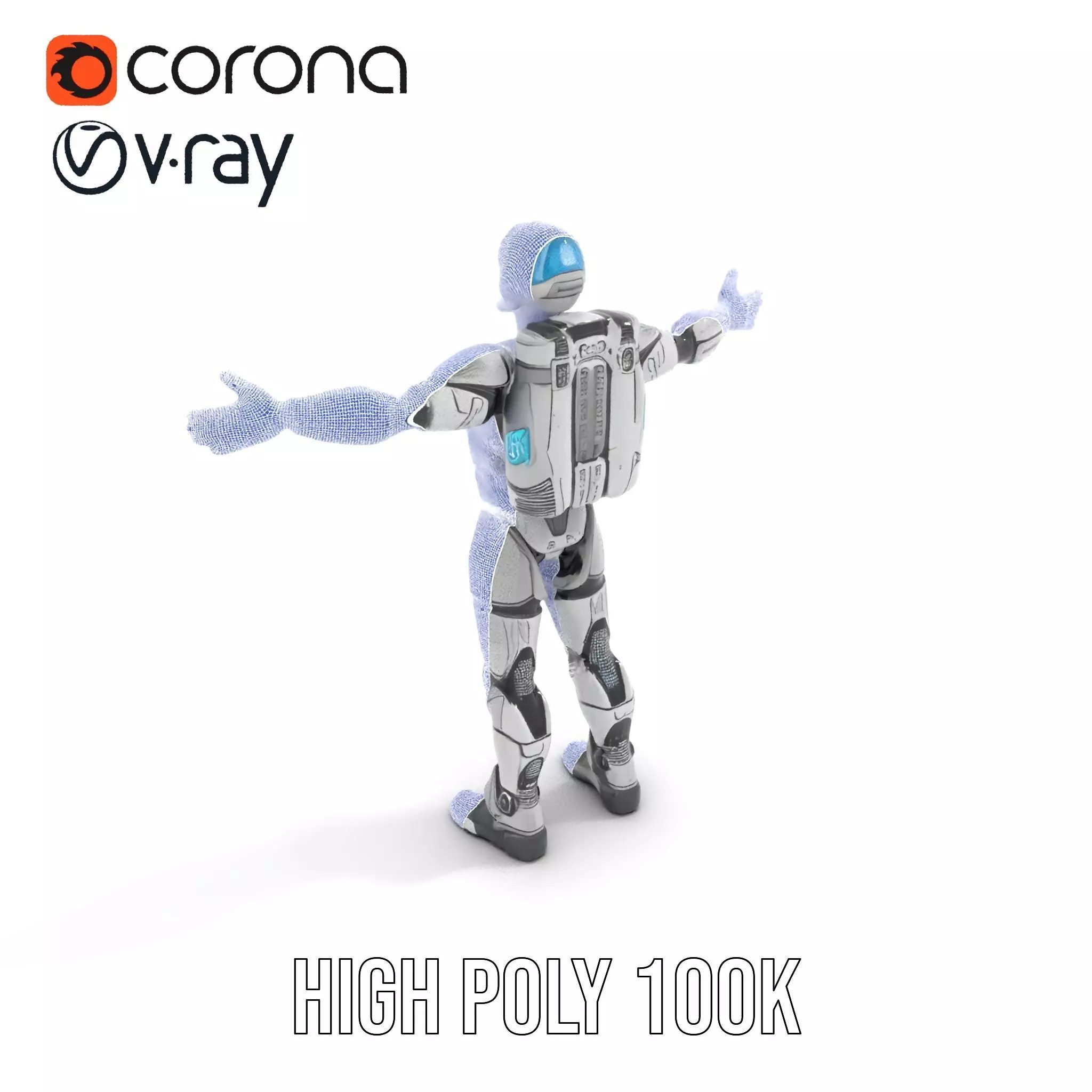Silver Cybersuit model pack Low-poly 3D model_26