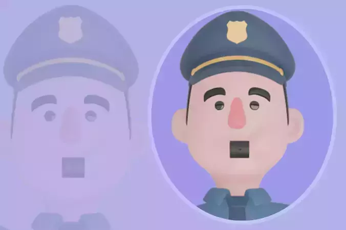 Stylized 3D Male Police Character-Cartoon Officer with Open Arms