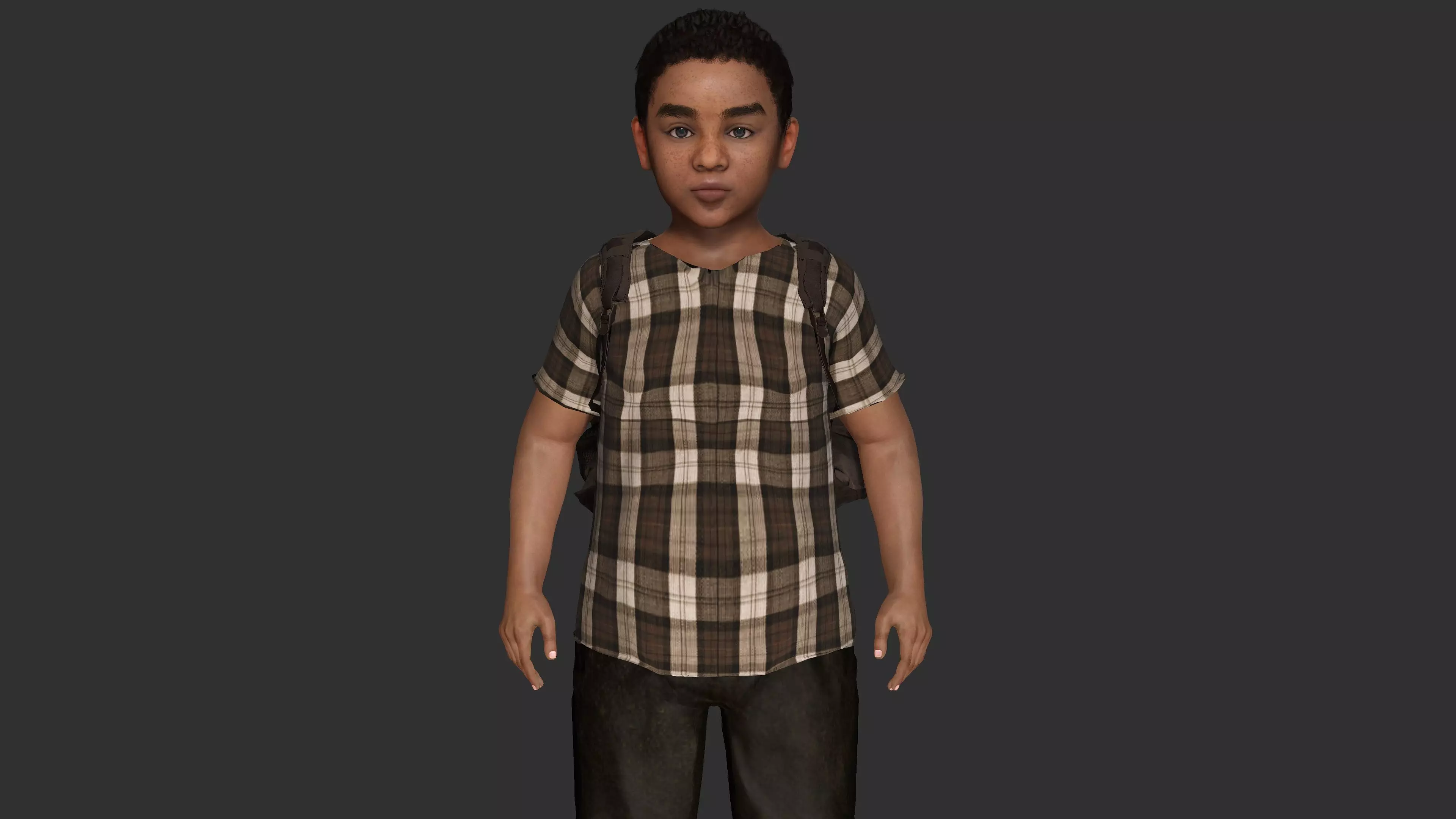 AAA 3D REALISTIC HUMAN CHARACTER - AFRICAN LITTLE BOY CHILD 02 Low-poly 3D model_3