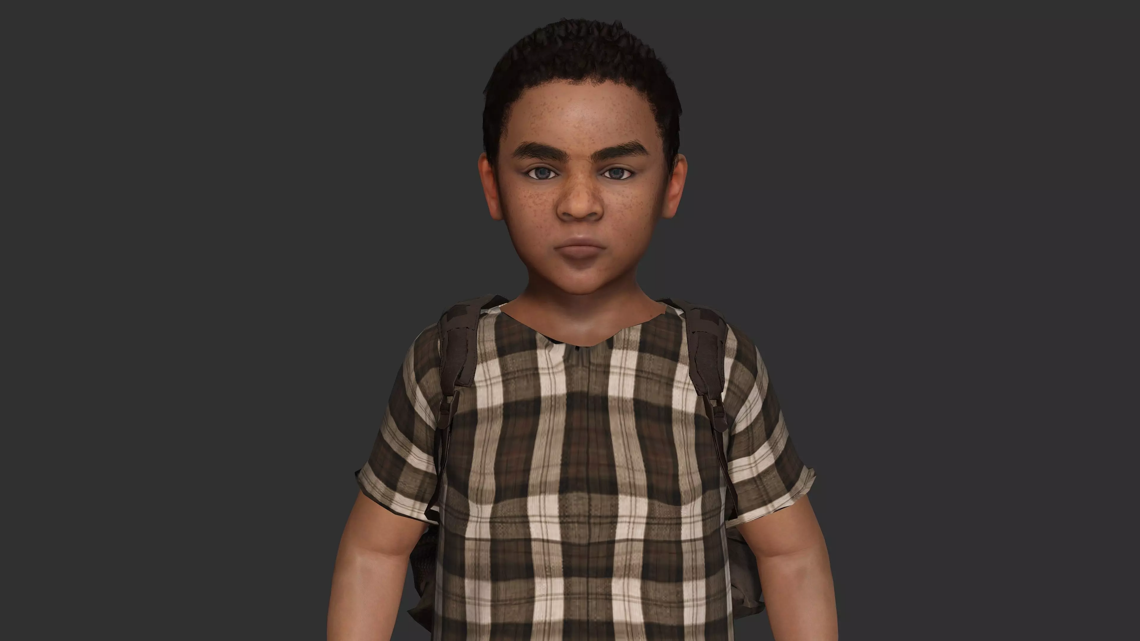 AAA 3D REALISTIC HUMAN CHARACTER - AFRICAN LITTLE BOY CHILD 02 Low-poly 3D model_8