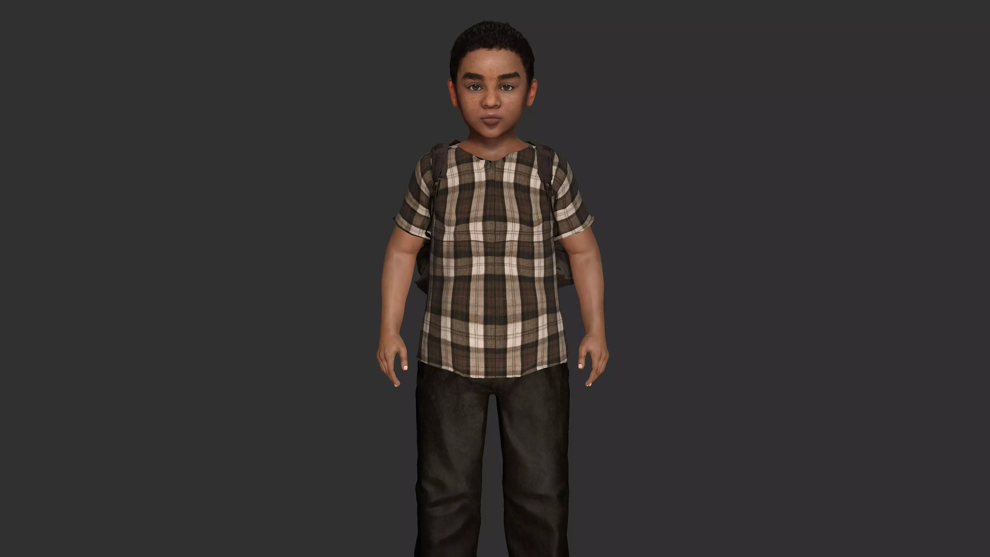 AAA 3D REALISTIC HUMAN CHARACTER - AFRICAN LITTLE BOY CHILD 02 Low-poly 3D model_2