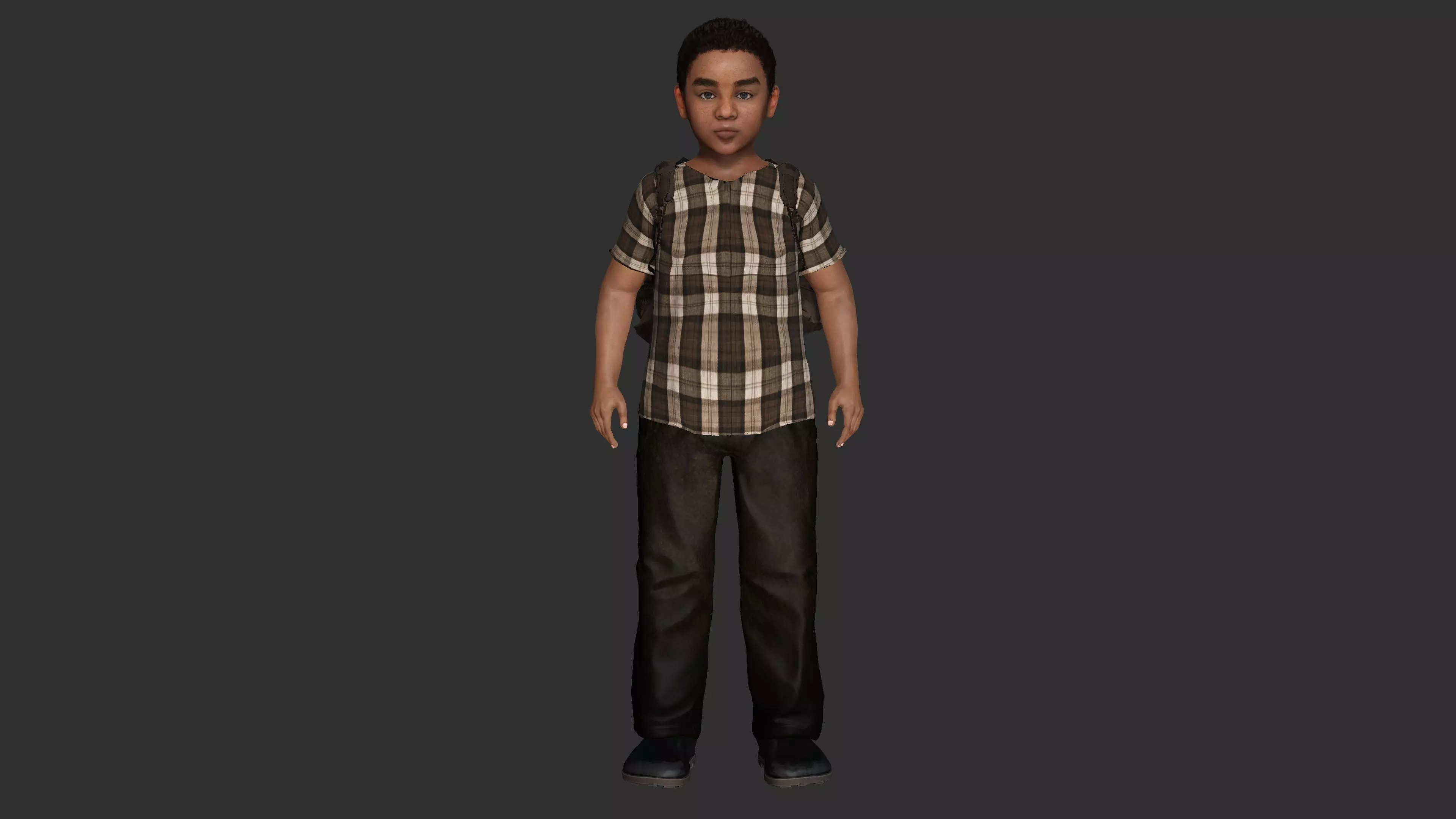 AAA 3D REALISTIC HUMAN CHARACTER - AFRICAN LITTLE BOY CHILD 02 Low-poly 3D model_1