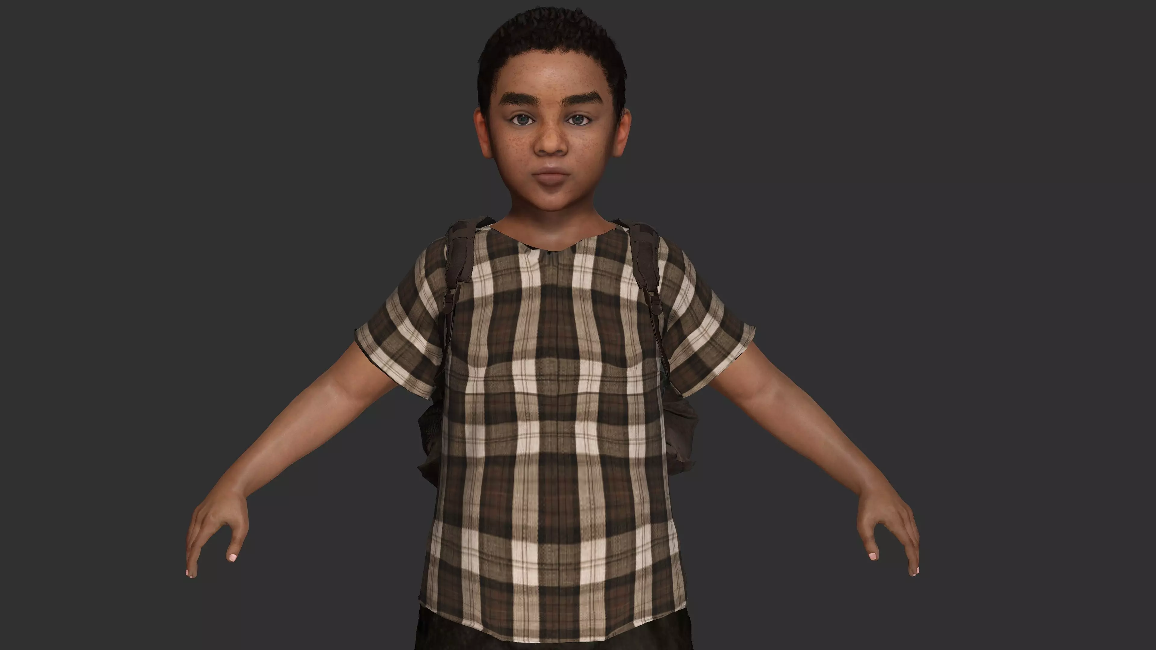 AAA 3D REALISTIC HUMAN CHARACTER - AFRICAN LITTLE BOY CHILD 02 Low-poly 3D model_10