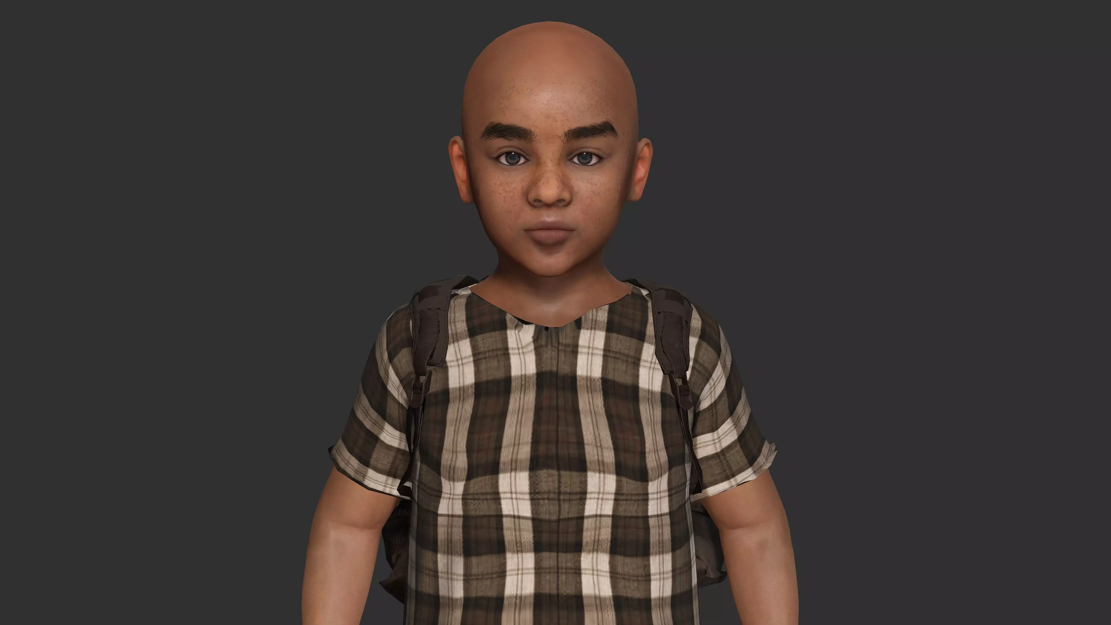 AAA 3D REALISTIC HUMAN CHARACTER - AFRICAN LITTLE BOY CHILD 02 Low-poly 3D model_9