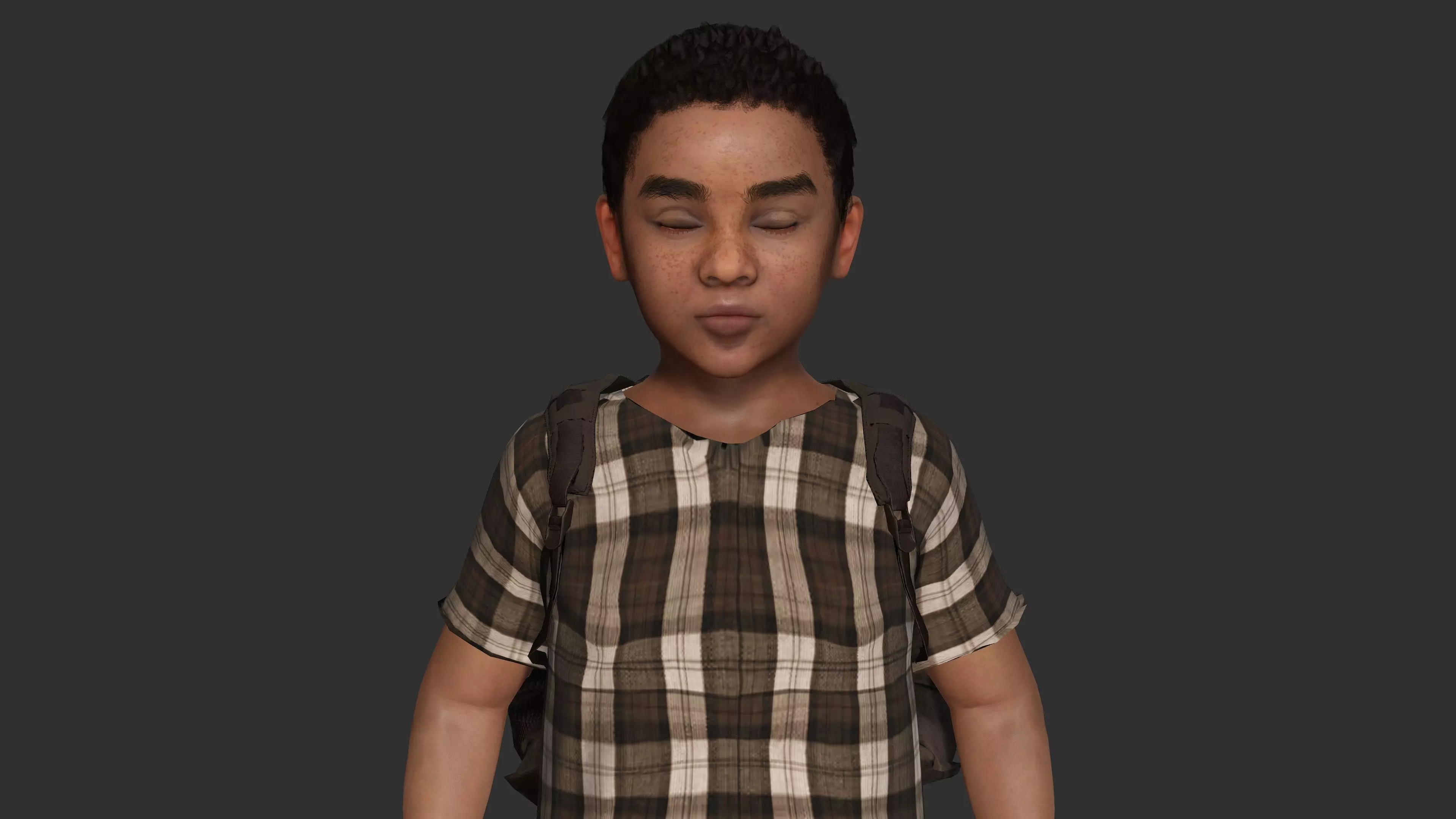 AAA 3D REALISTIC HUMAN CHARACTER - AFRICAN LITTLE BOY CHILD 02 Low-poly 3D model_6