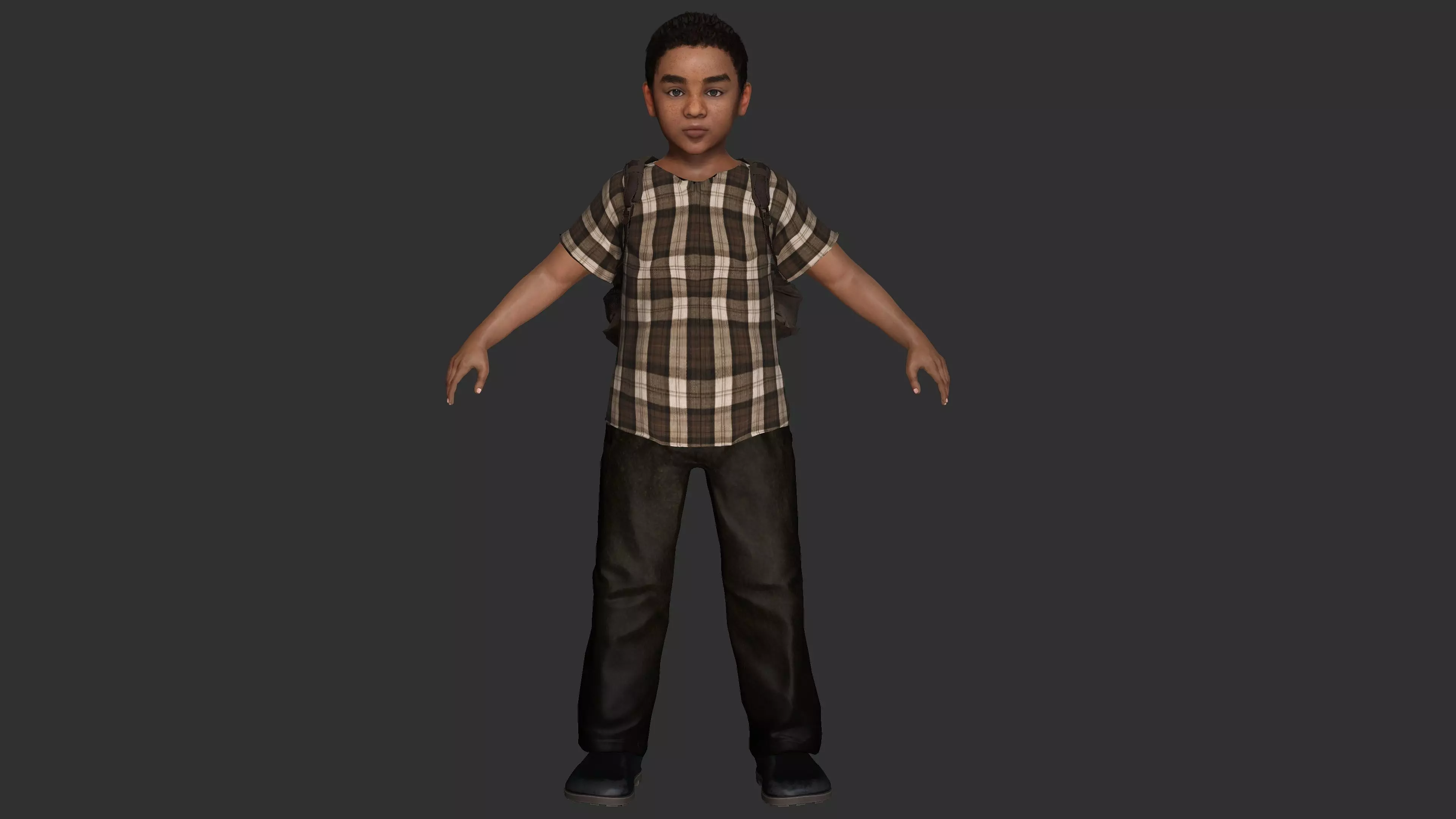 AAA 3D REALISTIC HUMAN CHARACTER - AFRICAN LITTLE BOY CHILD 02 Low-poly 3D model_11