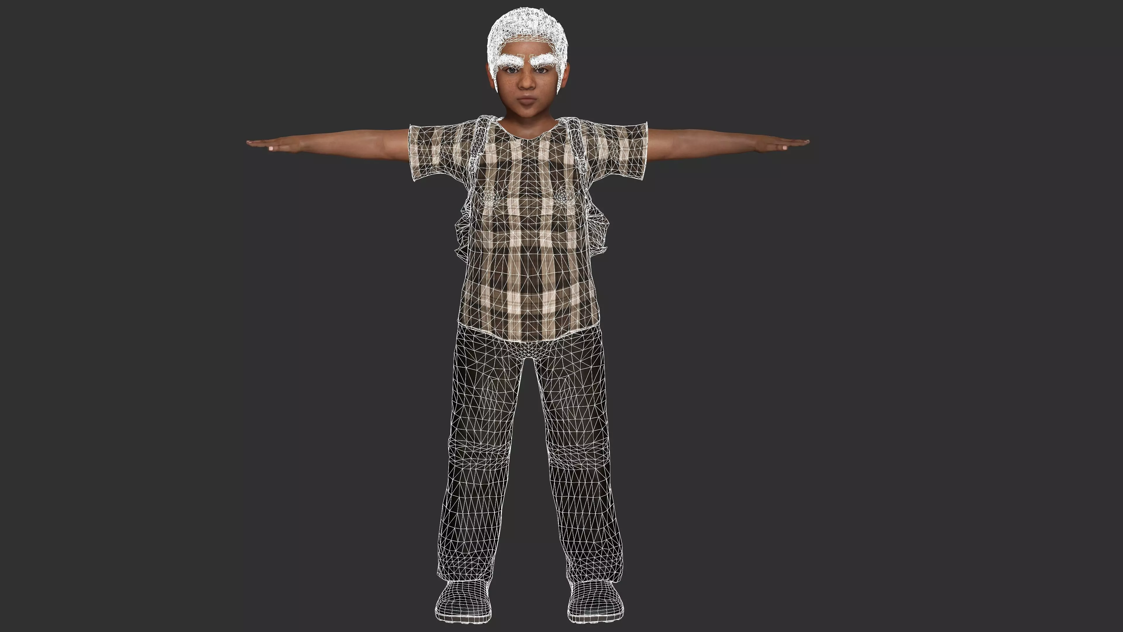 AAA 3D REALISTIC HUMAN CHARACTER - AFRICAN LITTLE BOY CHILD 02 Low-poly 3D model_13