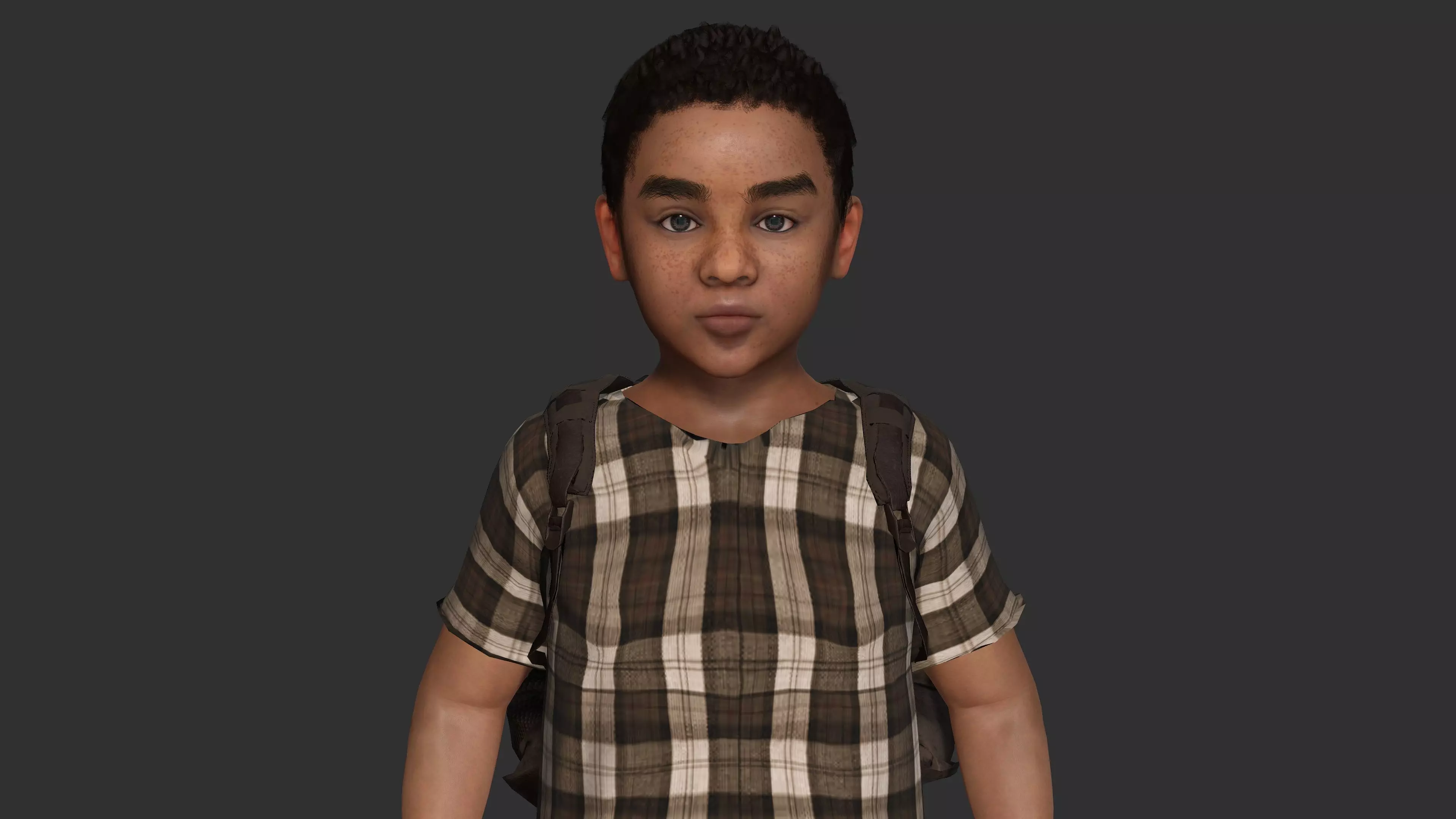 AAA 3D REALISTIC HUMAN CHARACTER - AFRICAN LITTLE BOY CHILD 02 Low-poly 3D model_5