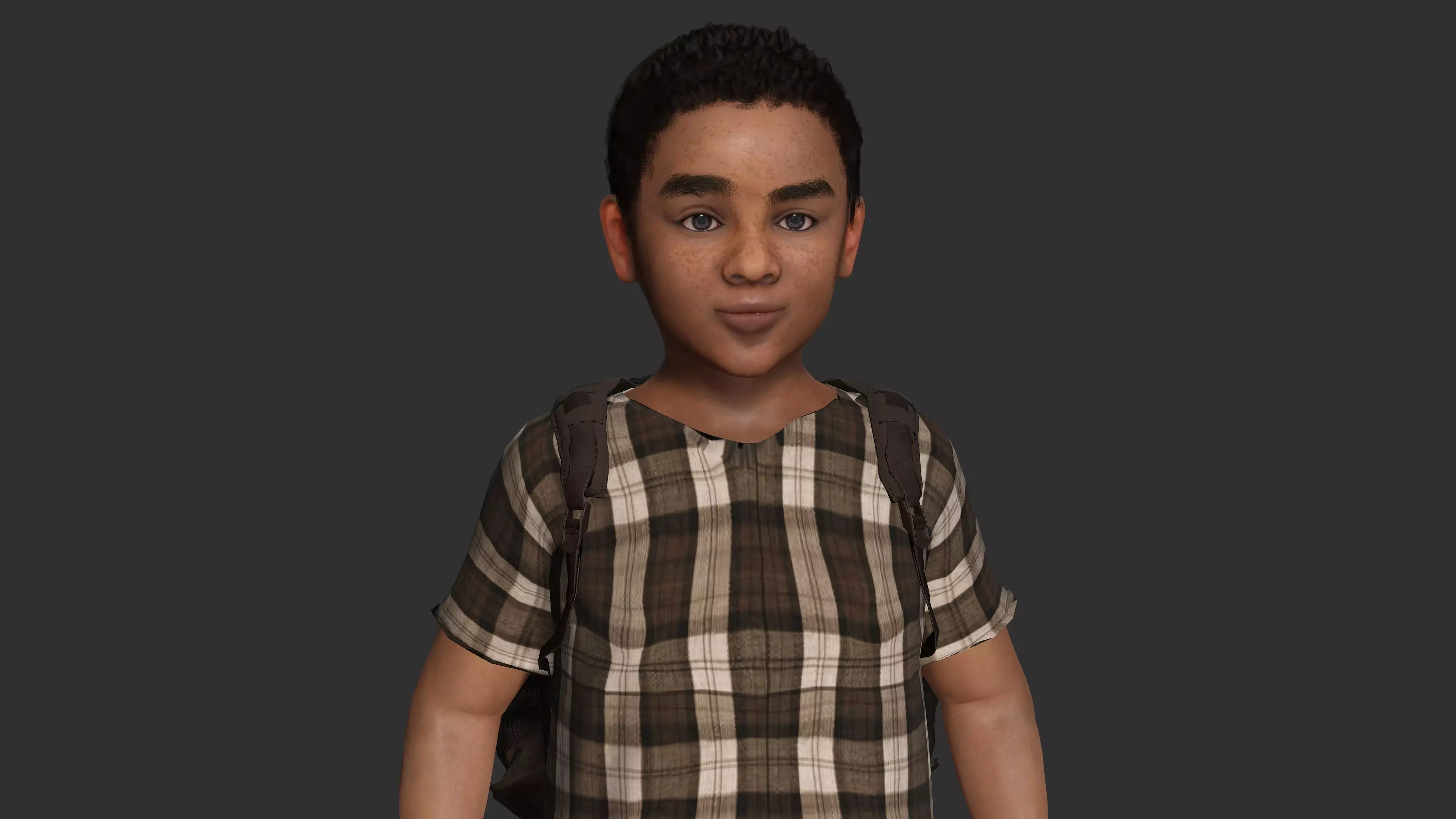 AAA 3D REALISTIC HUMAN CHARACTER - AFRICAN LITTLE BOY CHILD 02 Low-poly 3D model_7