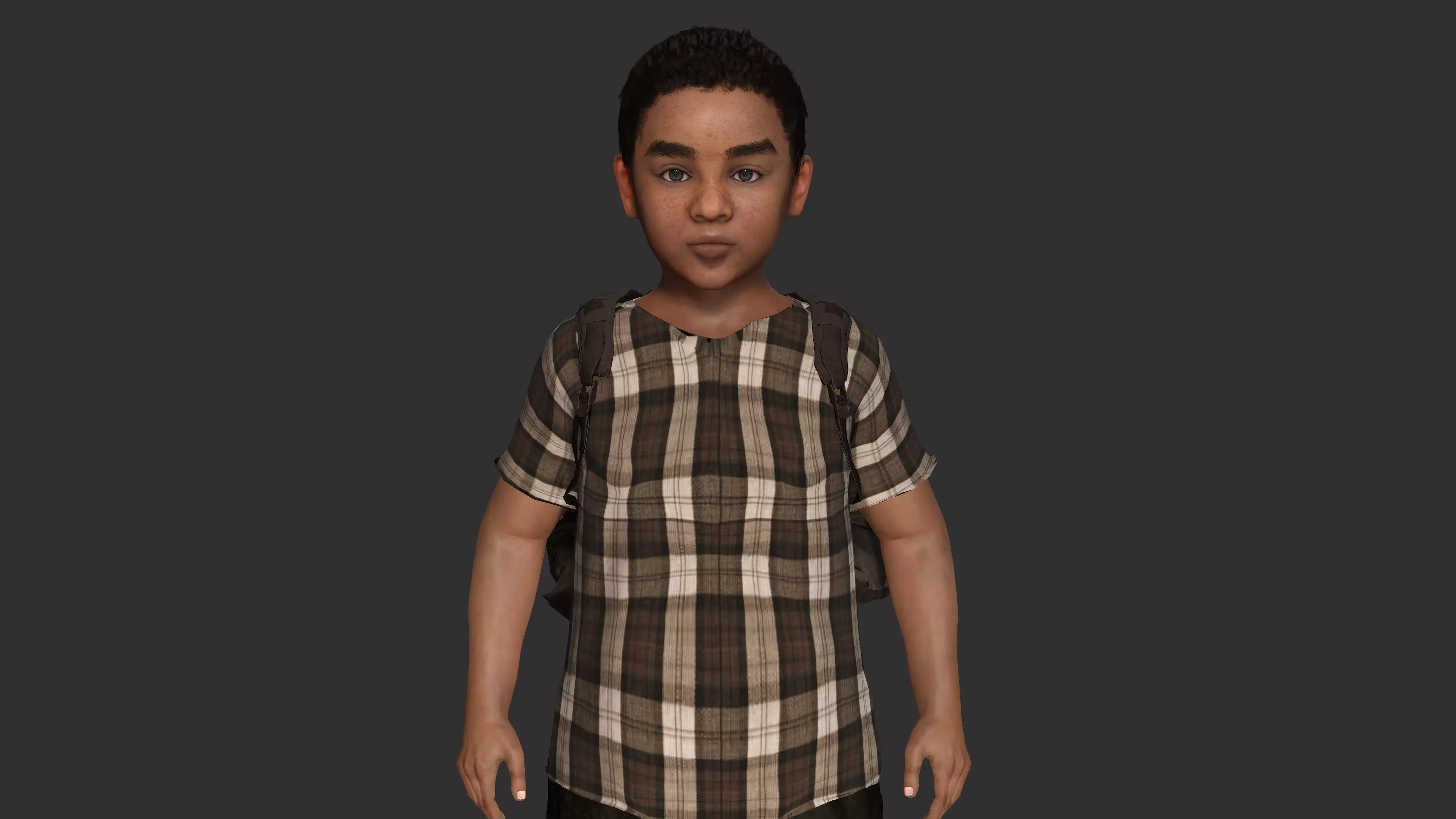 AAA 3D REALISTIC HUMAN CHARACTER - AFRICAN LITTLE BOY CHILD 02 Low-poly 3D model_4