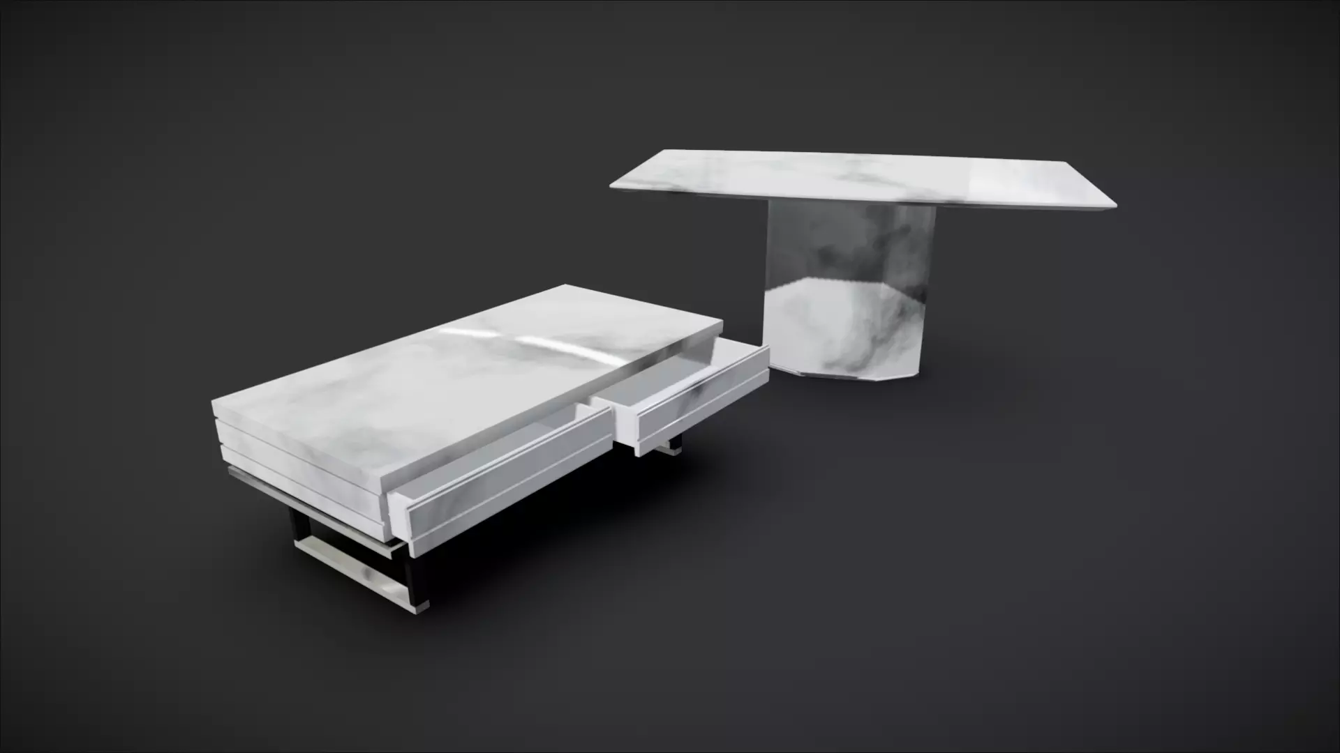 Marble Dining Table And Coffee Table 3D model_0
