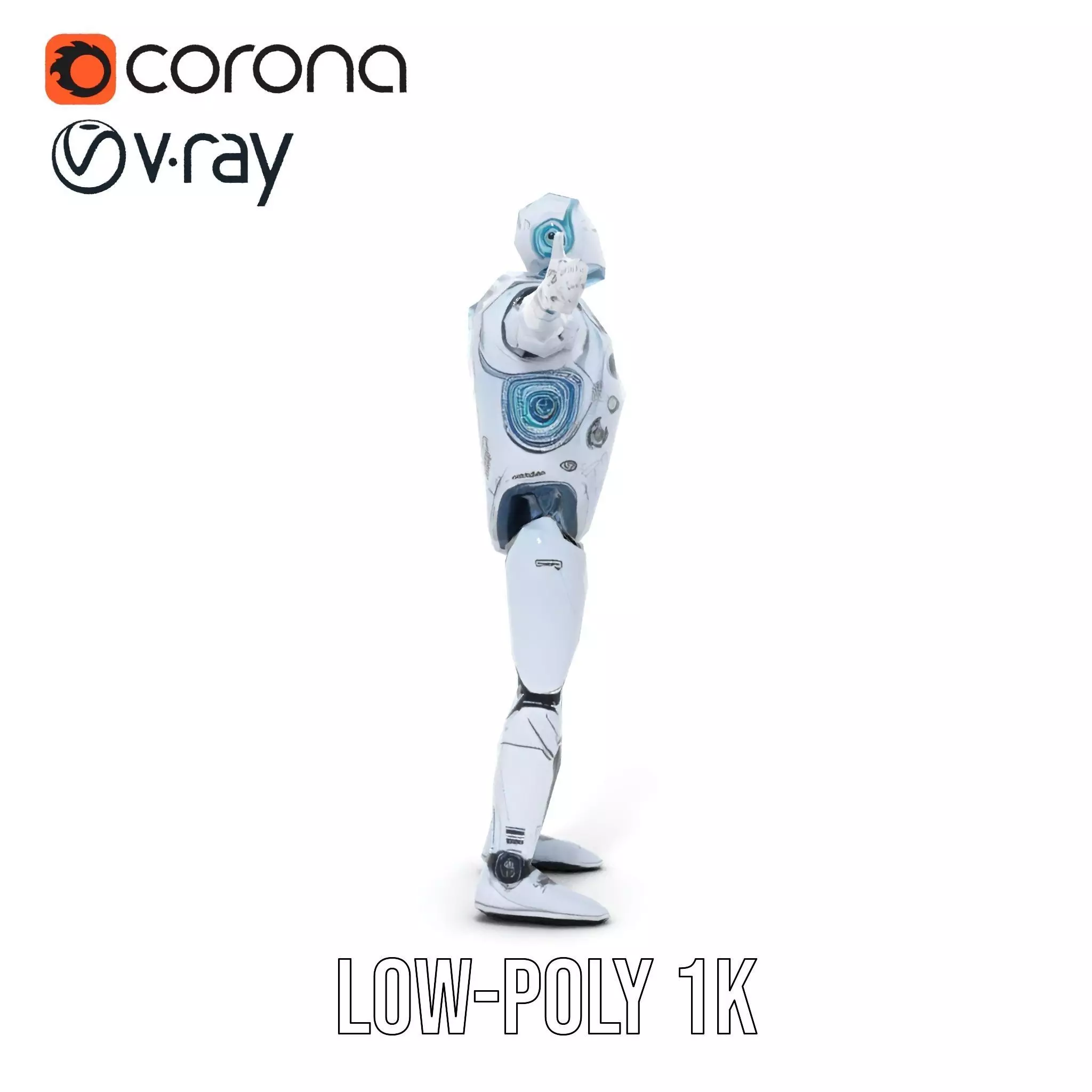 Futuristic Silver Robot model pack Low-poly 3D model_30