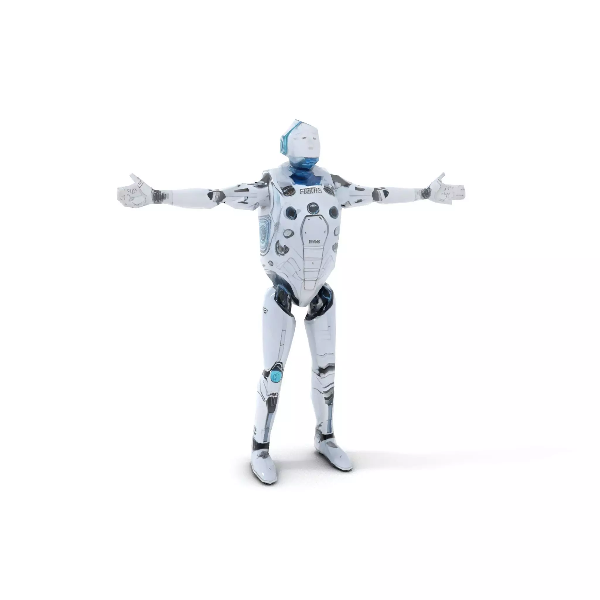 Futuristic Silver Robot model pack Low-poly 3D model_7