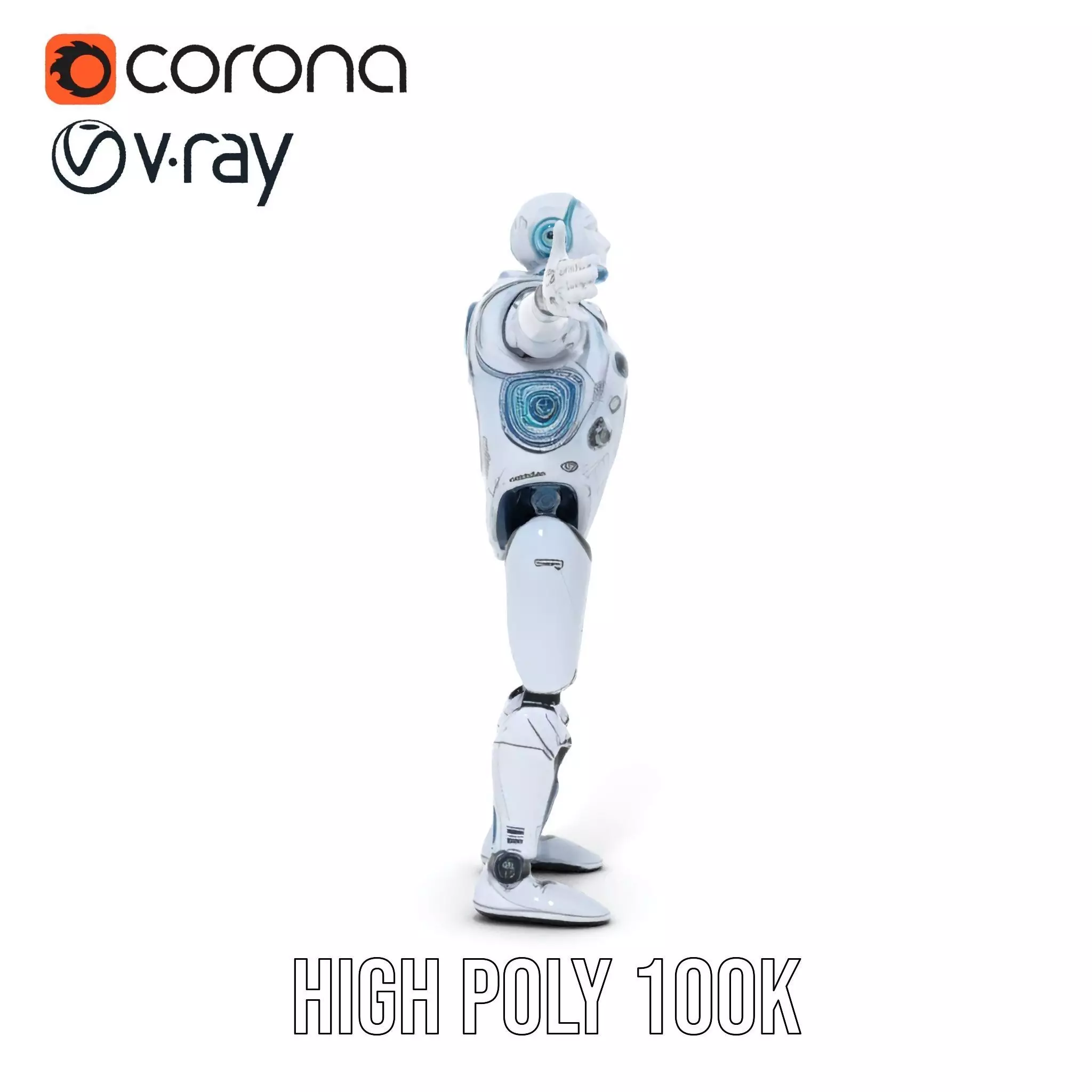 Futuristic Silver Robot model pack Low-poly 3D model_23