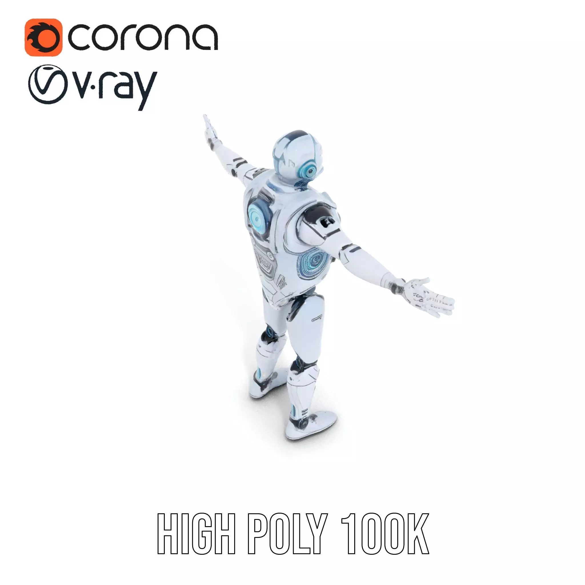 Futuristic Silver Robot model pack Low-poly 3D model_20