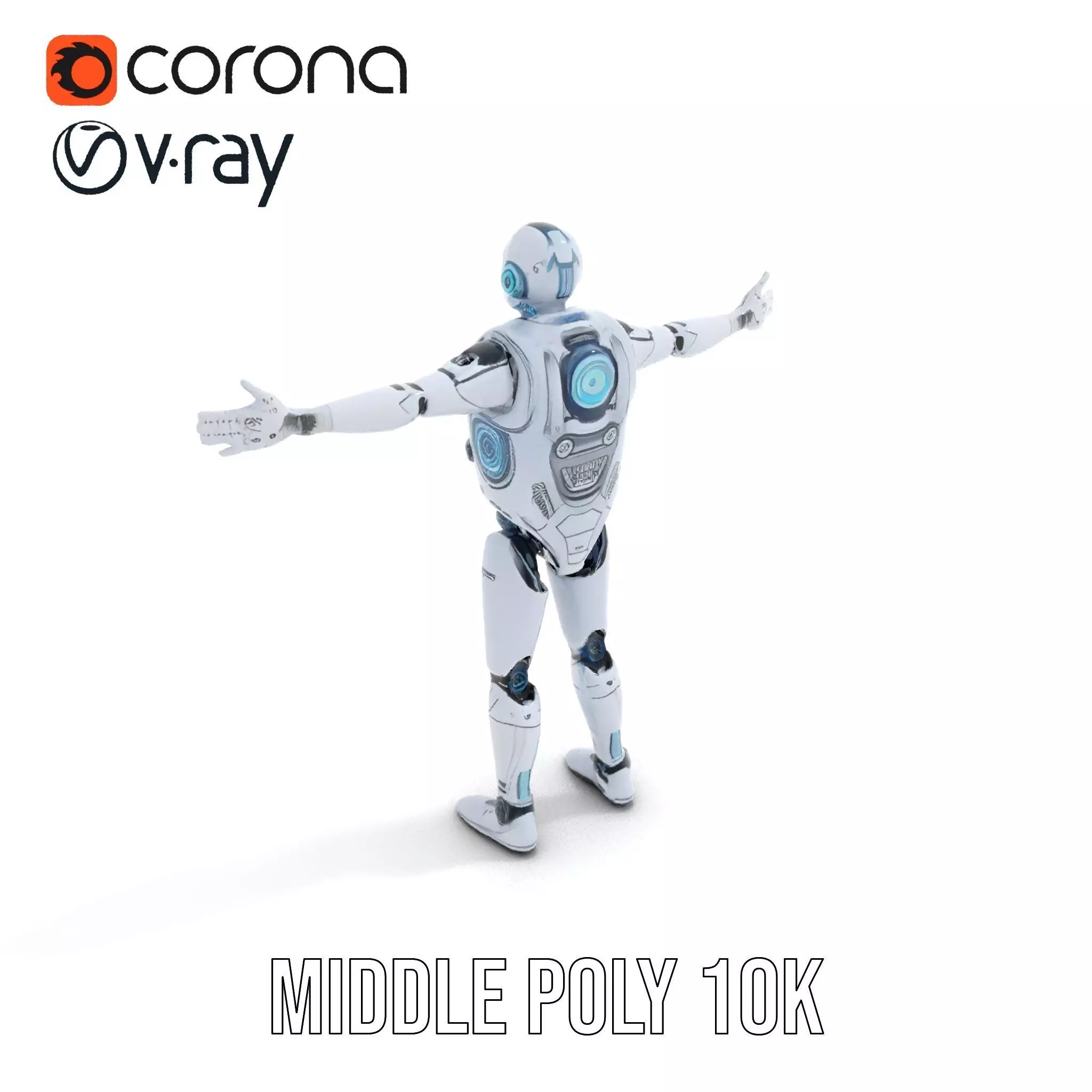Futuristic Silver Robot model pack Low-poly 3D model_6