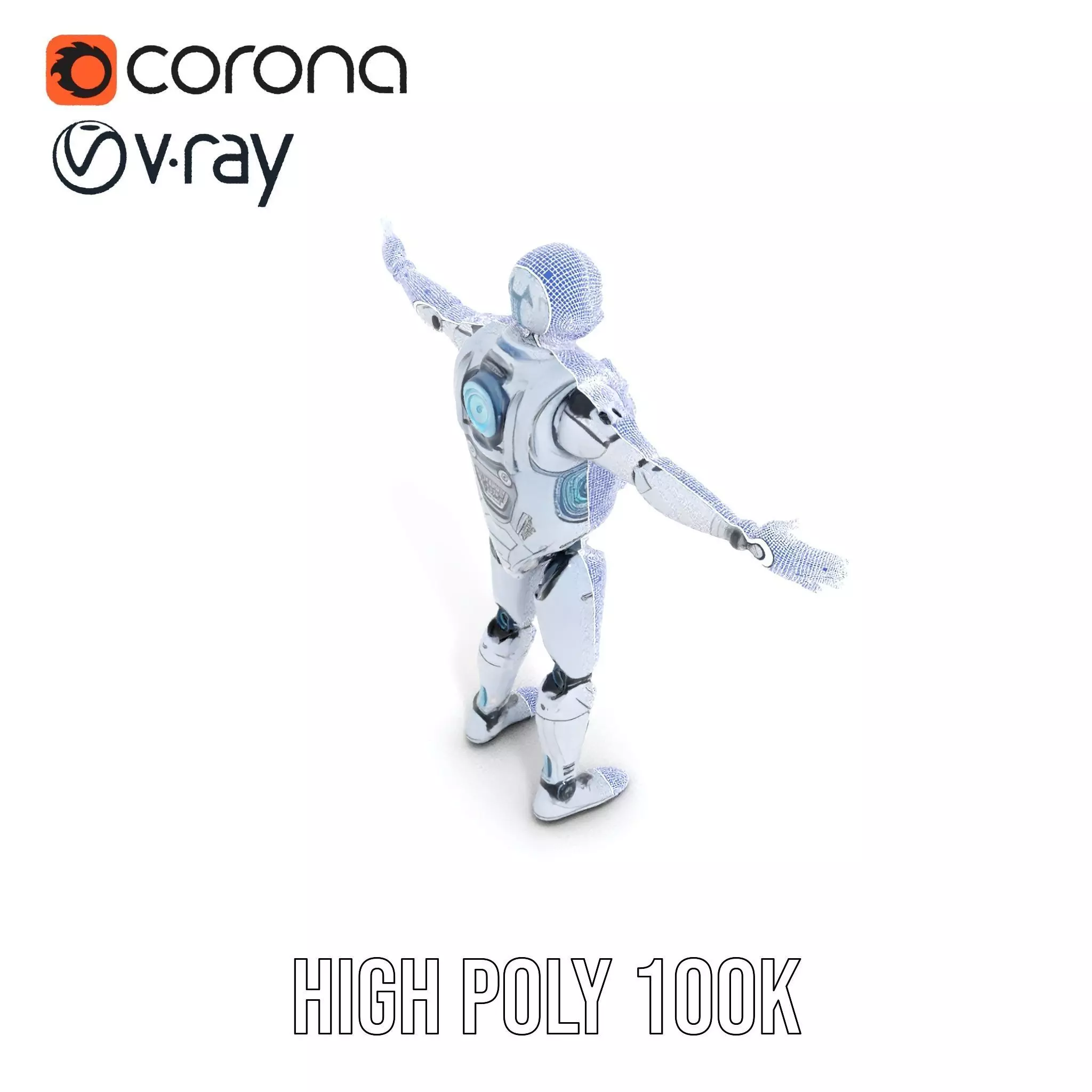 Futuristic Silver Robot model pack Low-poly 3D model_34