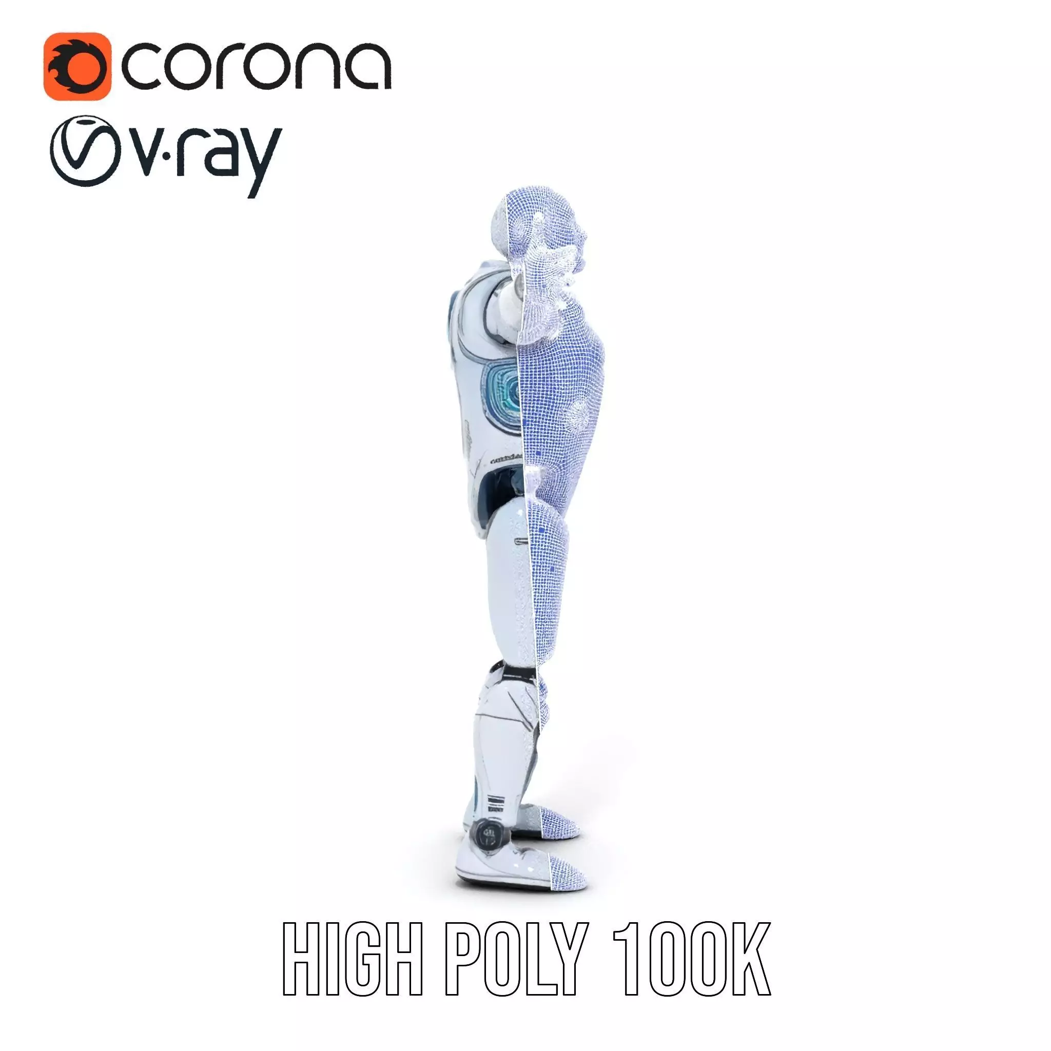 Futuristic Silver Robot model pack Low-poly 3D model_33