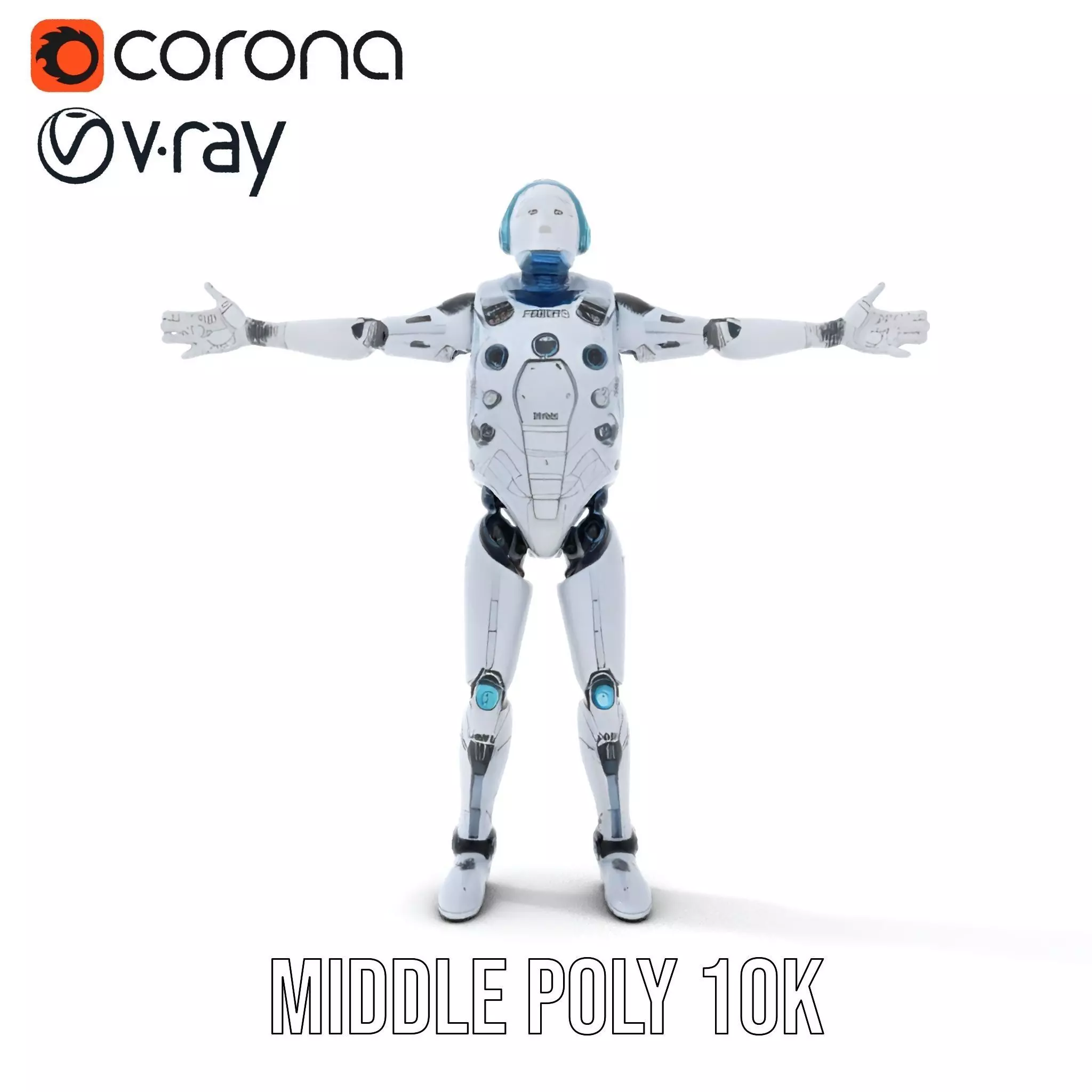 Futuristic Silver Robot model pack Low-poly 3D model_5