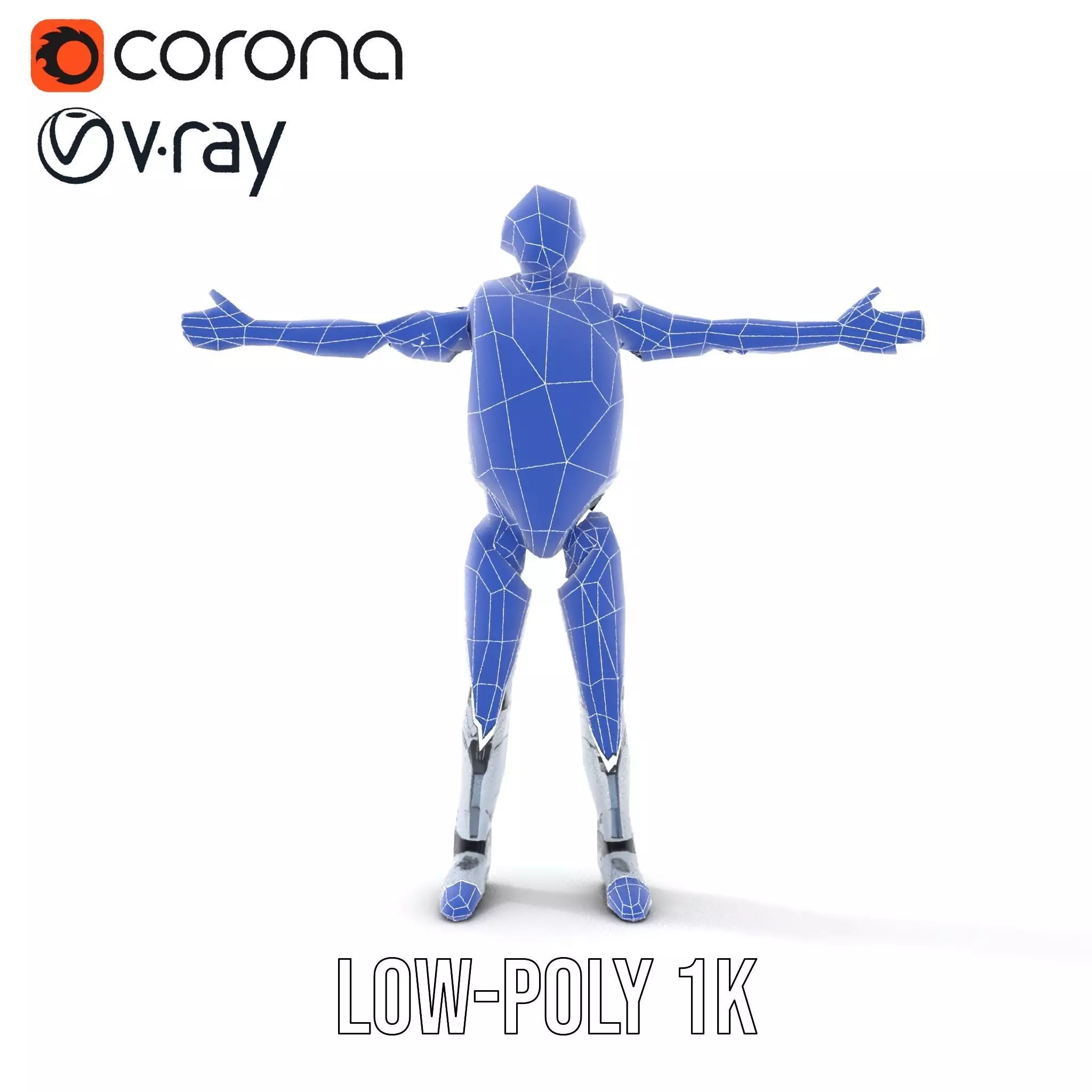 Futuristic Silver Robot model pack Low-poly 3D model_19