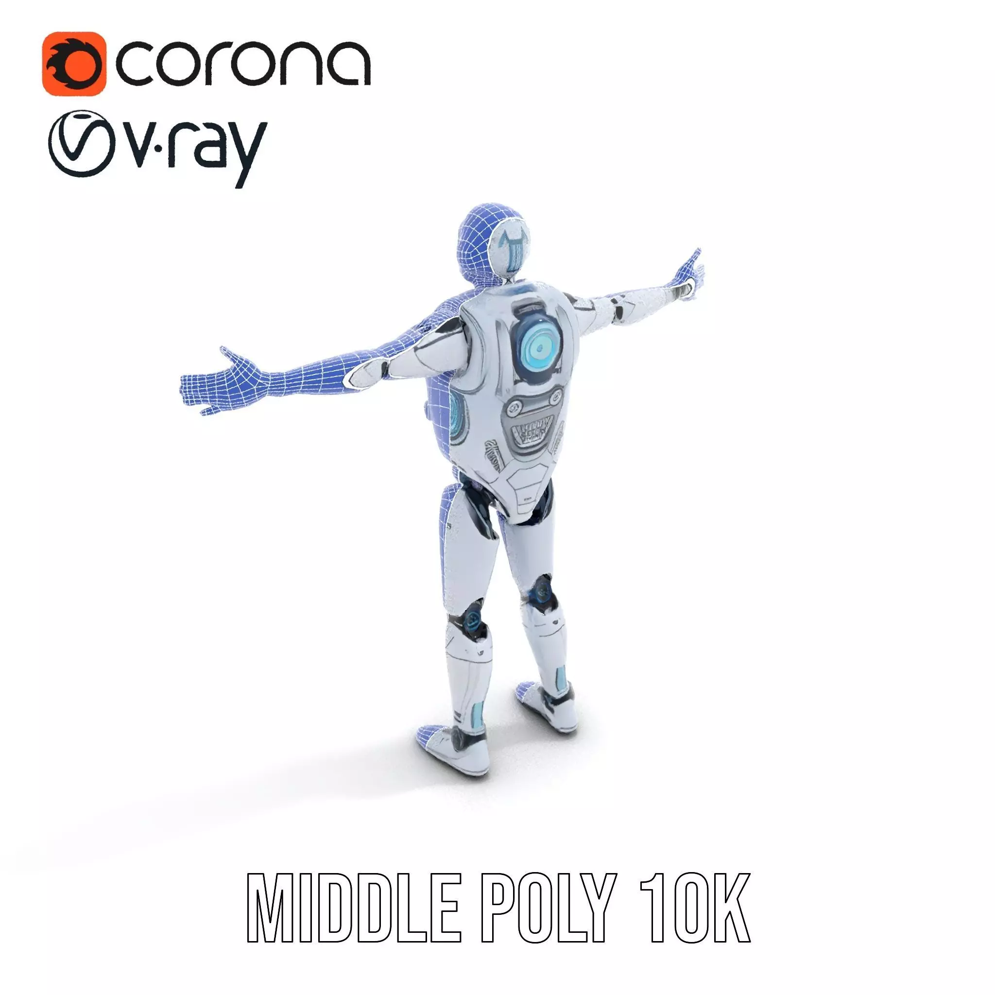 Futuristic Silver Robot model pack Low-poly 3D model_16
