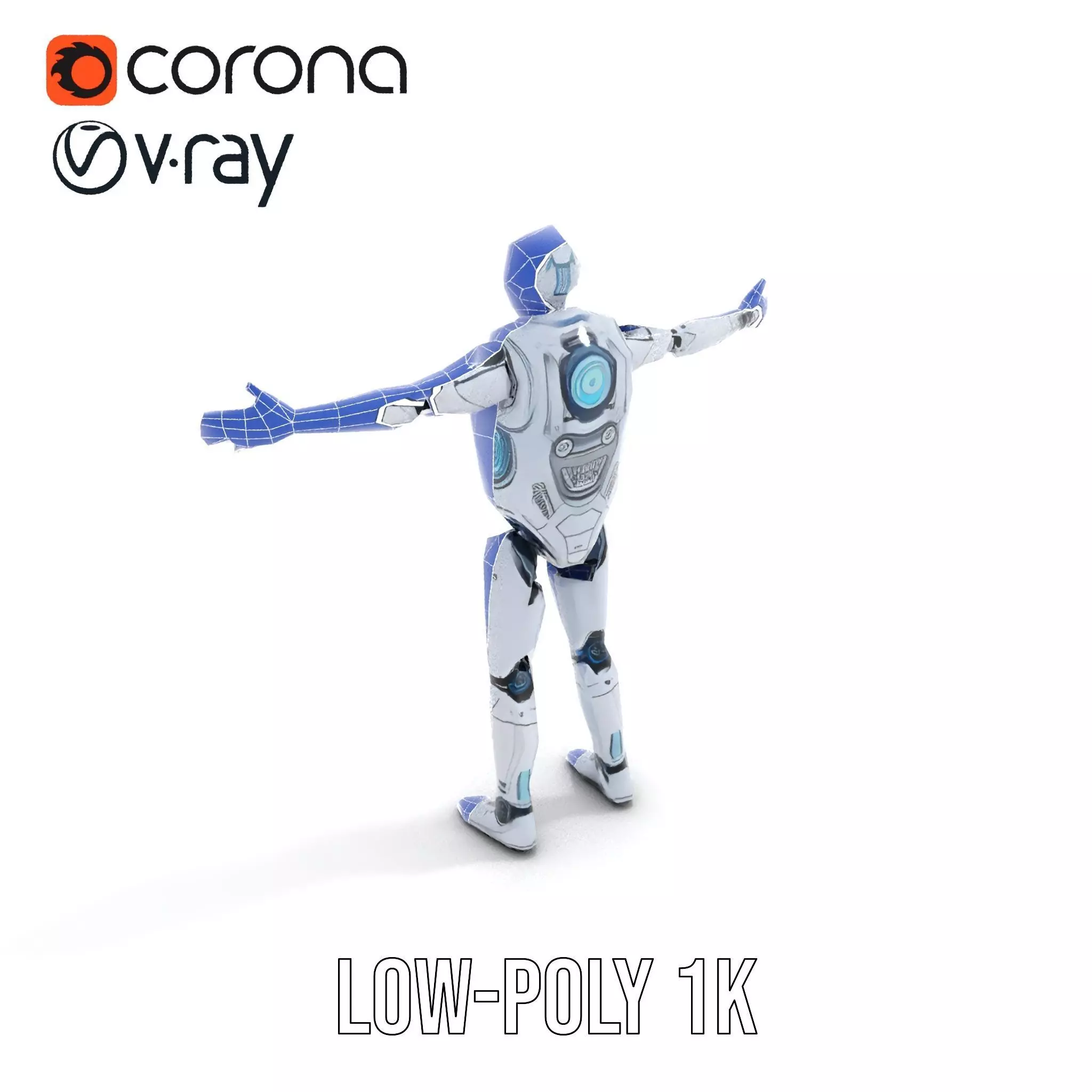 Futuristic Silver Robot model pack Low-poly 3D model_28