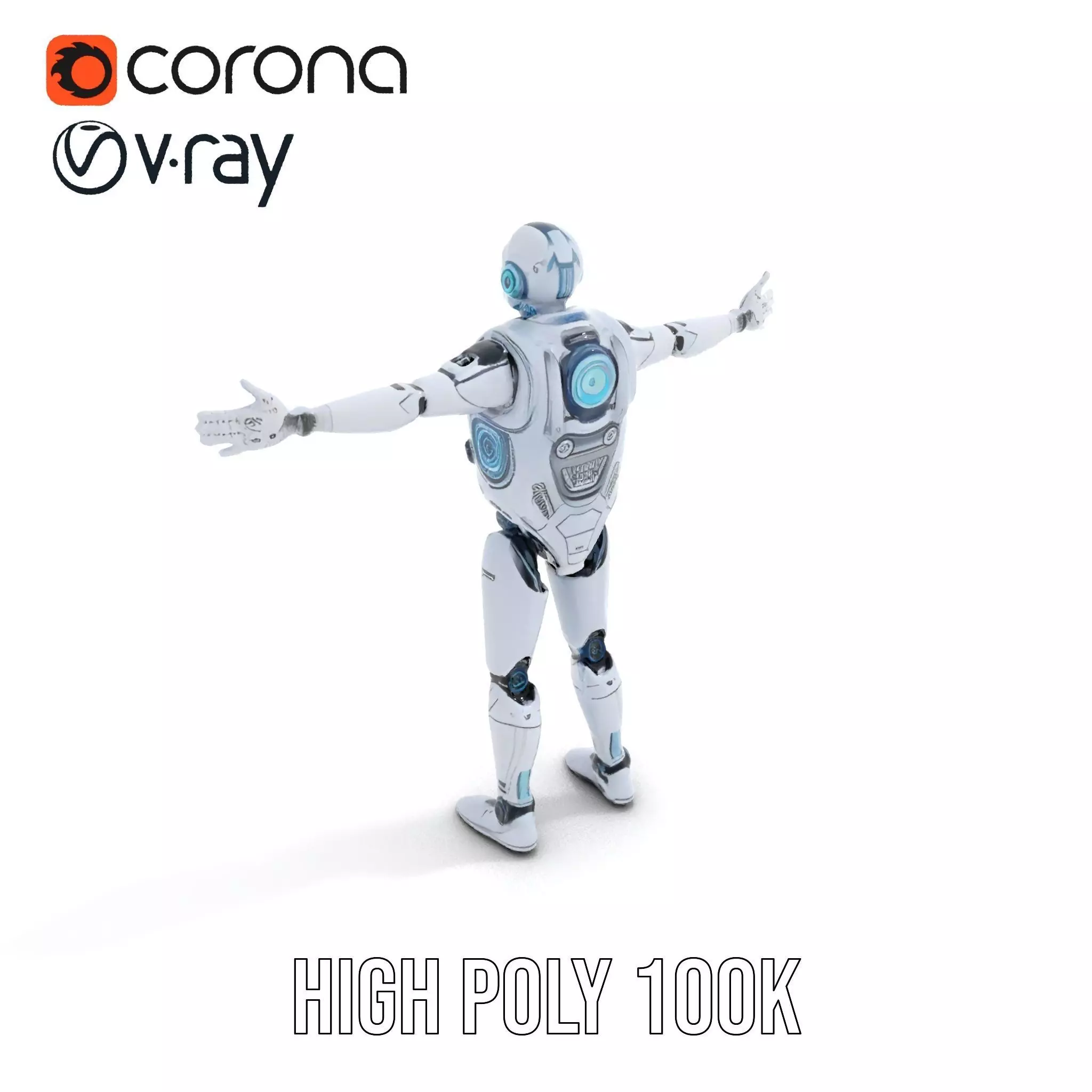 Futuristic Silver Robot model pack Low-poly 3D model_26