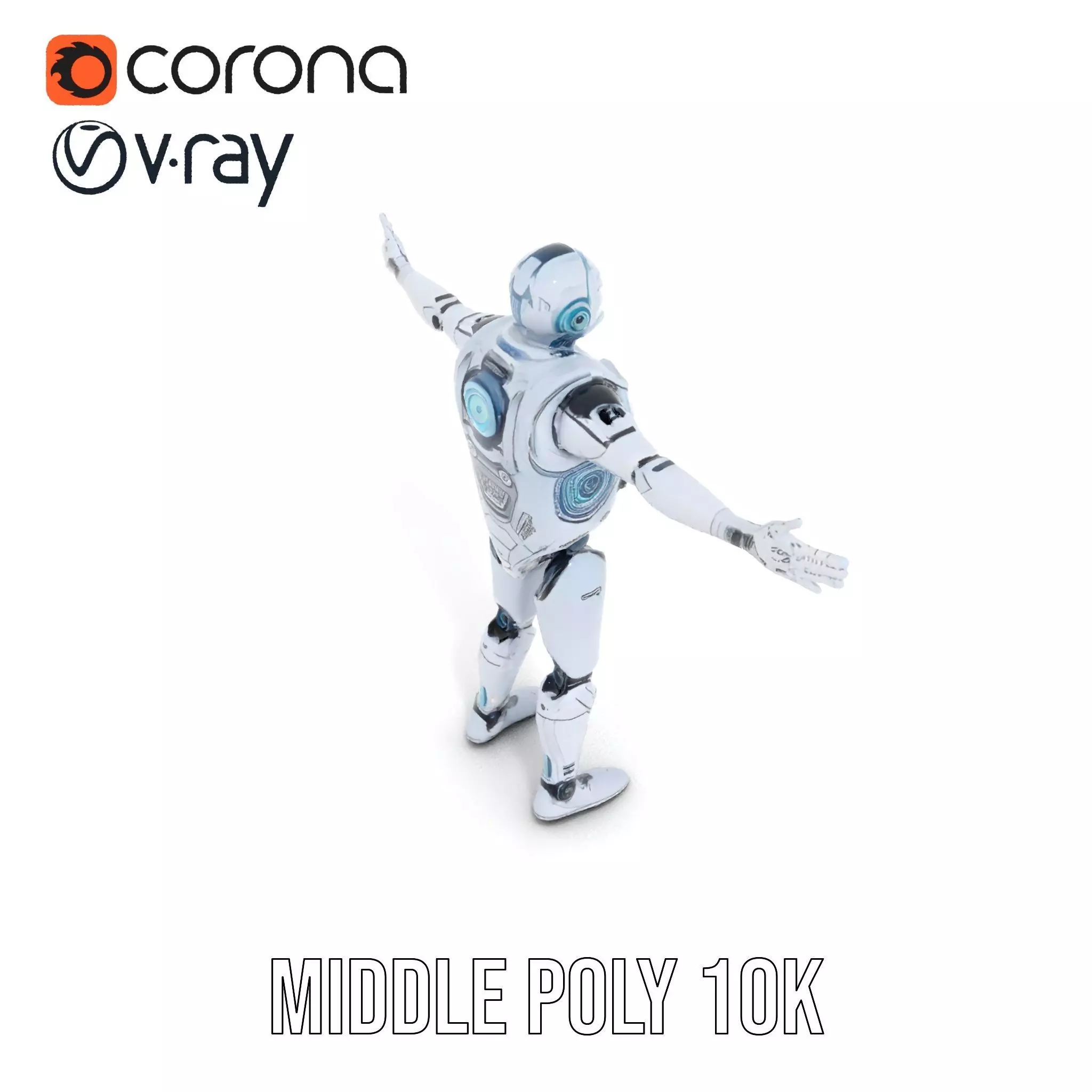 Futuristic Silver Robot model pack Low-poly 3D model_13