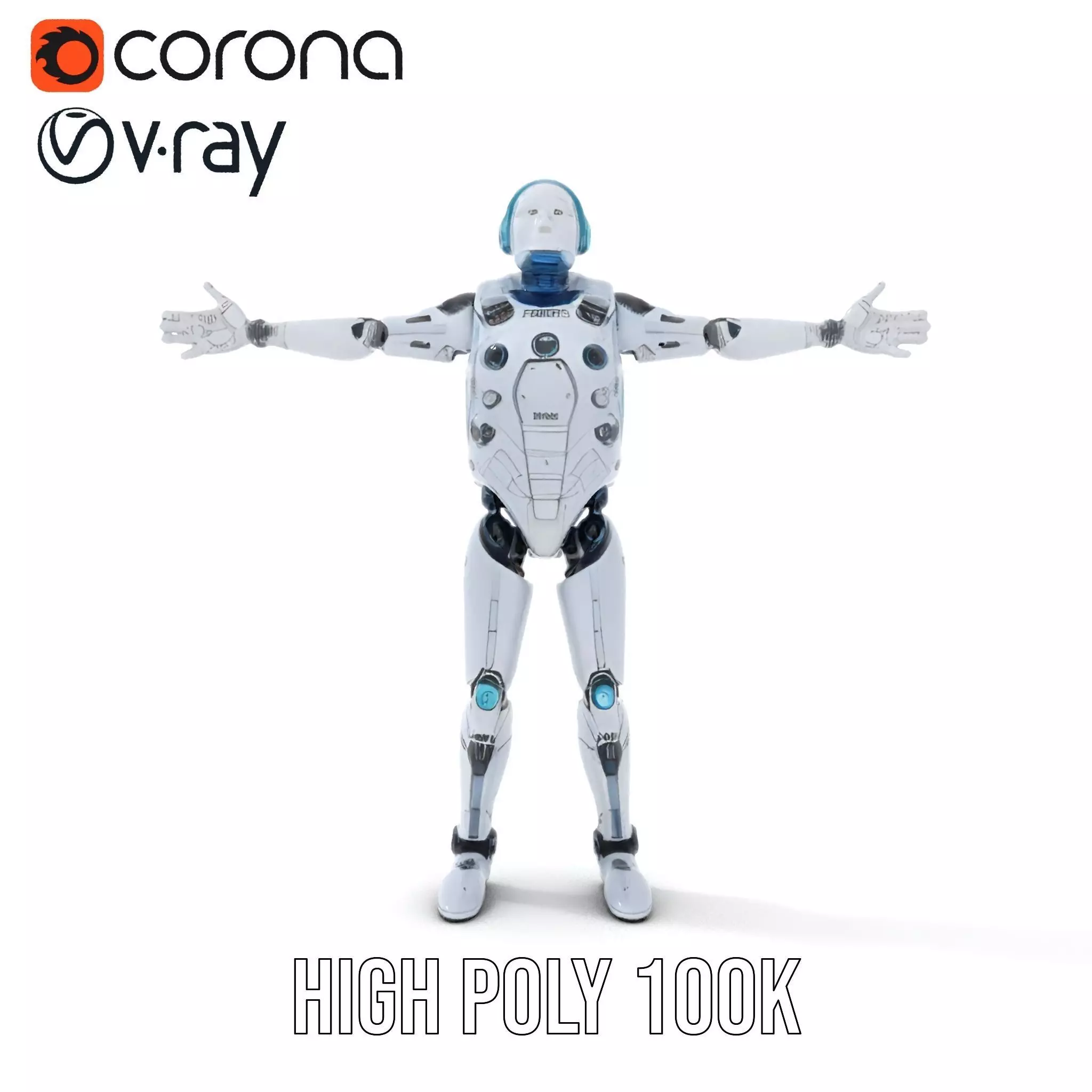 Futuristic Silver Robot model pack Low-poly 3D model_15
