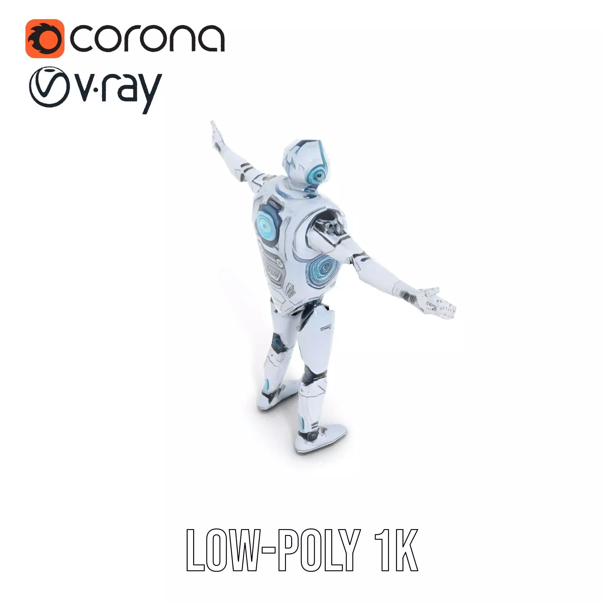 Futuristic Silver Robot model pack Low-poly 3D model_17