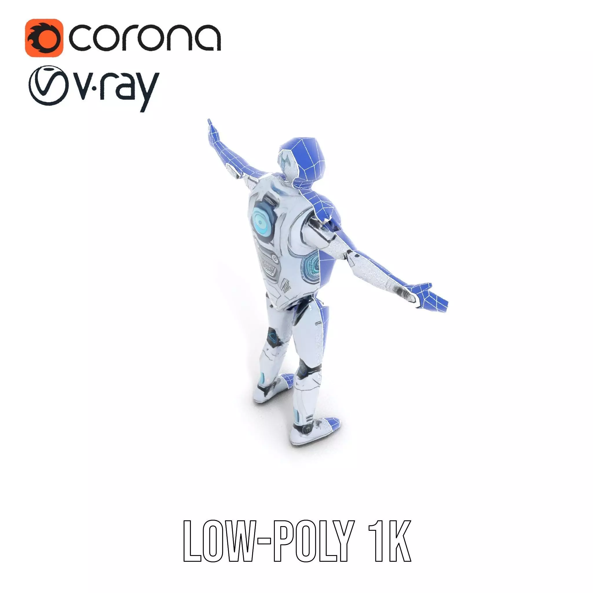 Futuristic Silver Robot model pack Low-poly 3D model_25