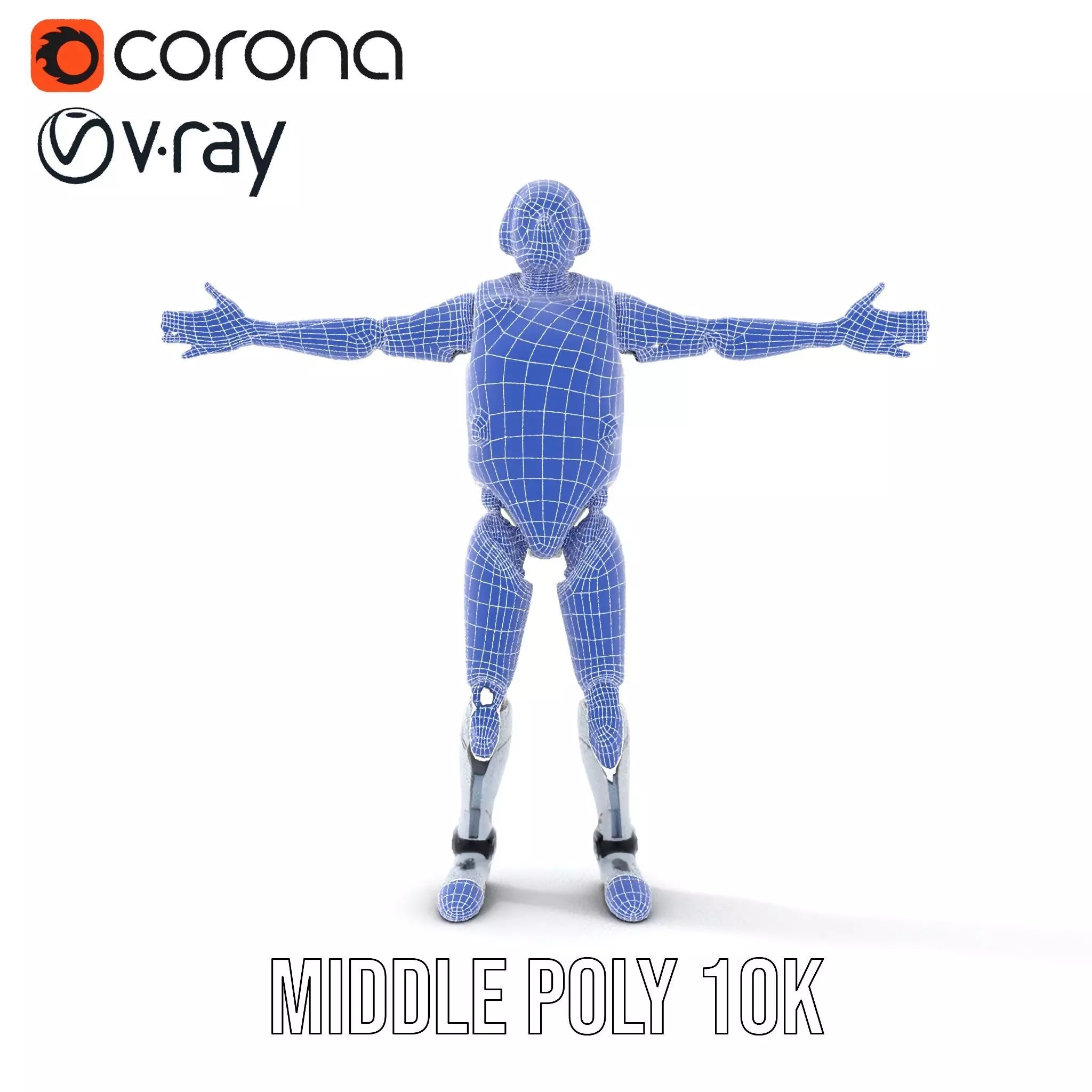 Futuristic Silver Robot model pack Low-poly 3D model_27