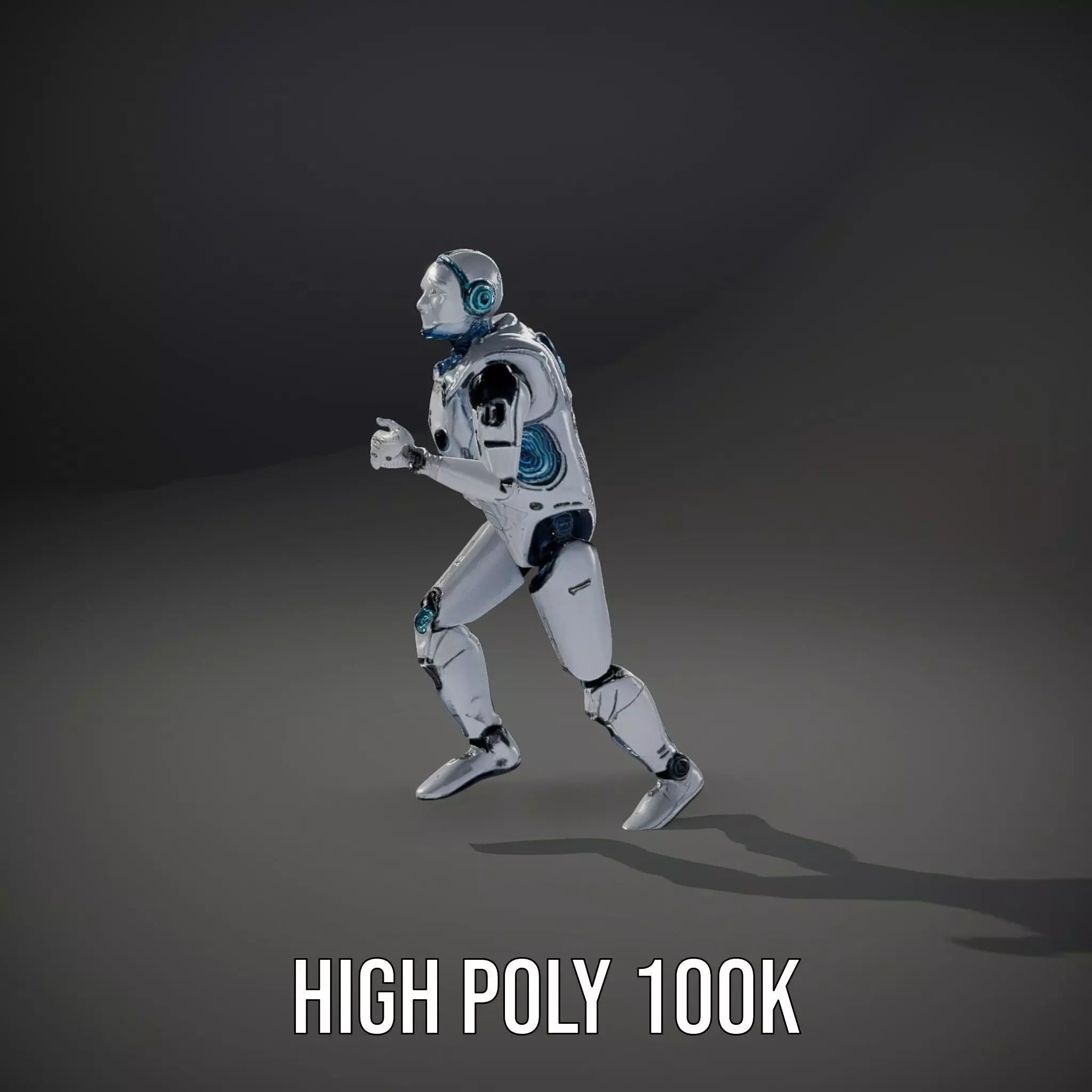 Futuristic Silver Robot model pack Low-poly 3D model_10