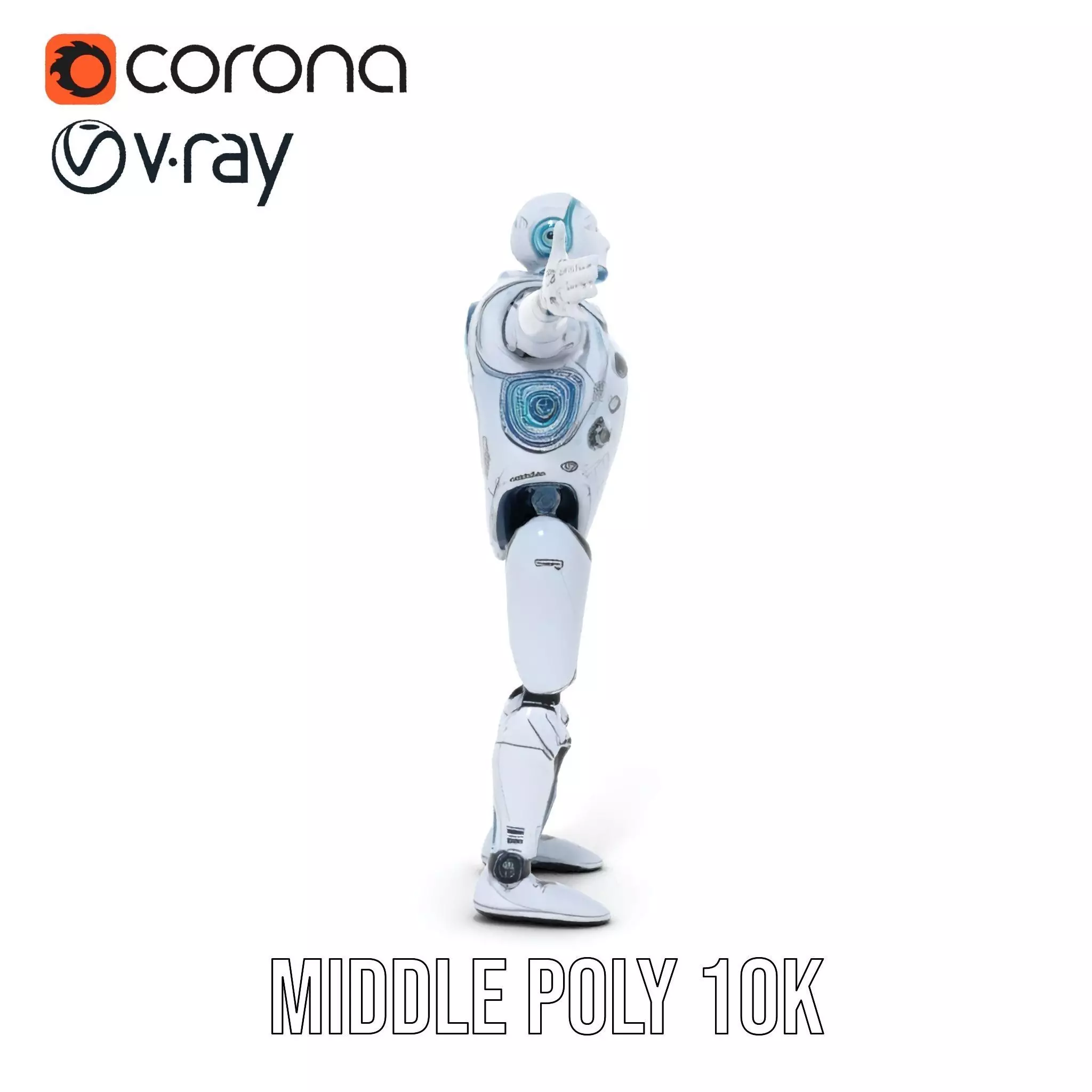 Futuristic Silver Robot model pack Low-poly 3D model_11
