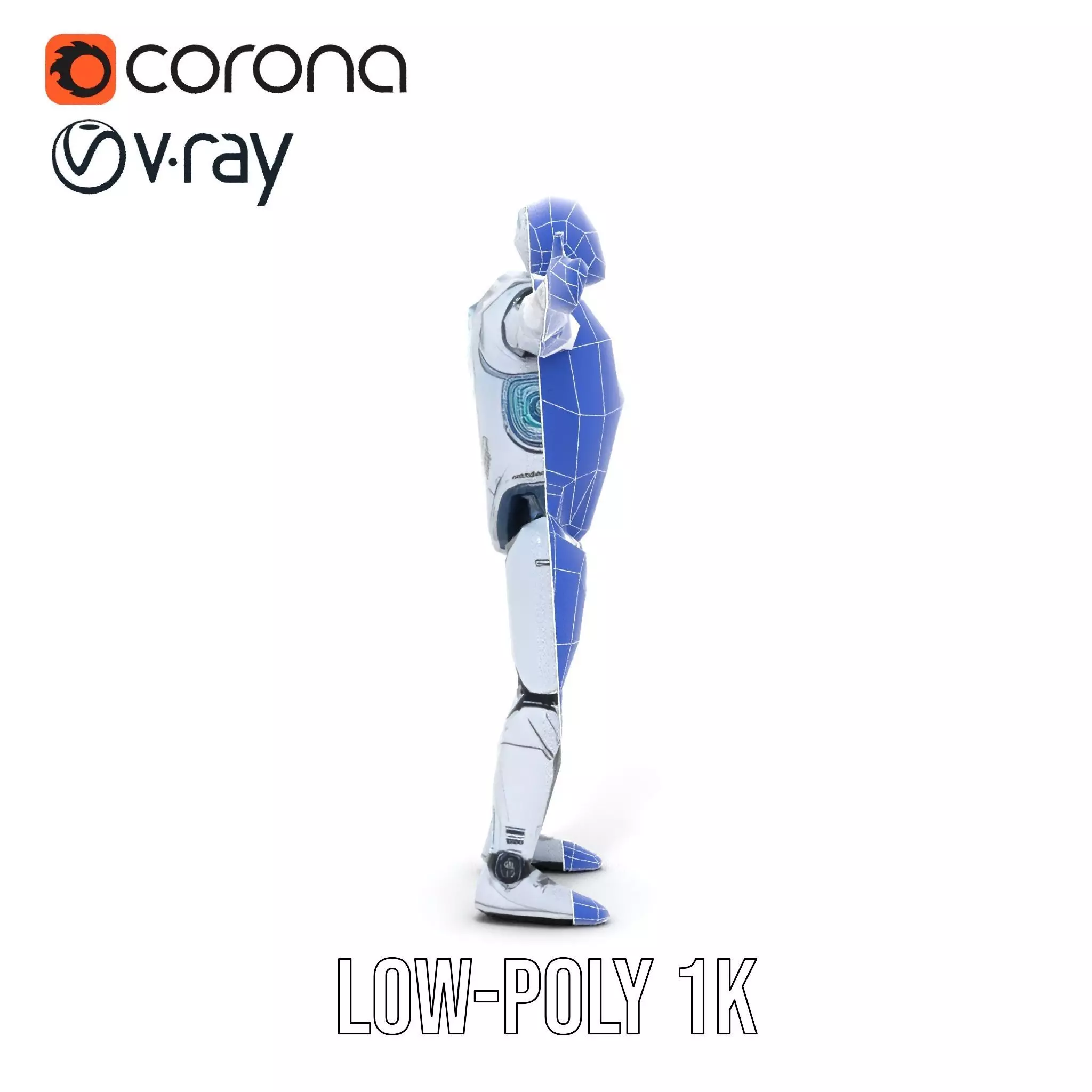 Futuristic Silver Robot model pack Low-poly 3D model_22