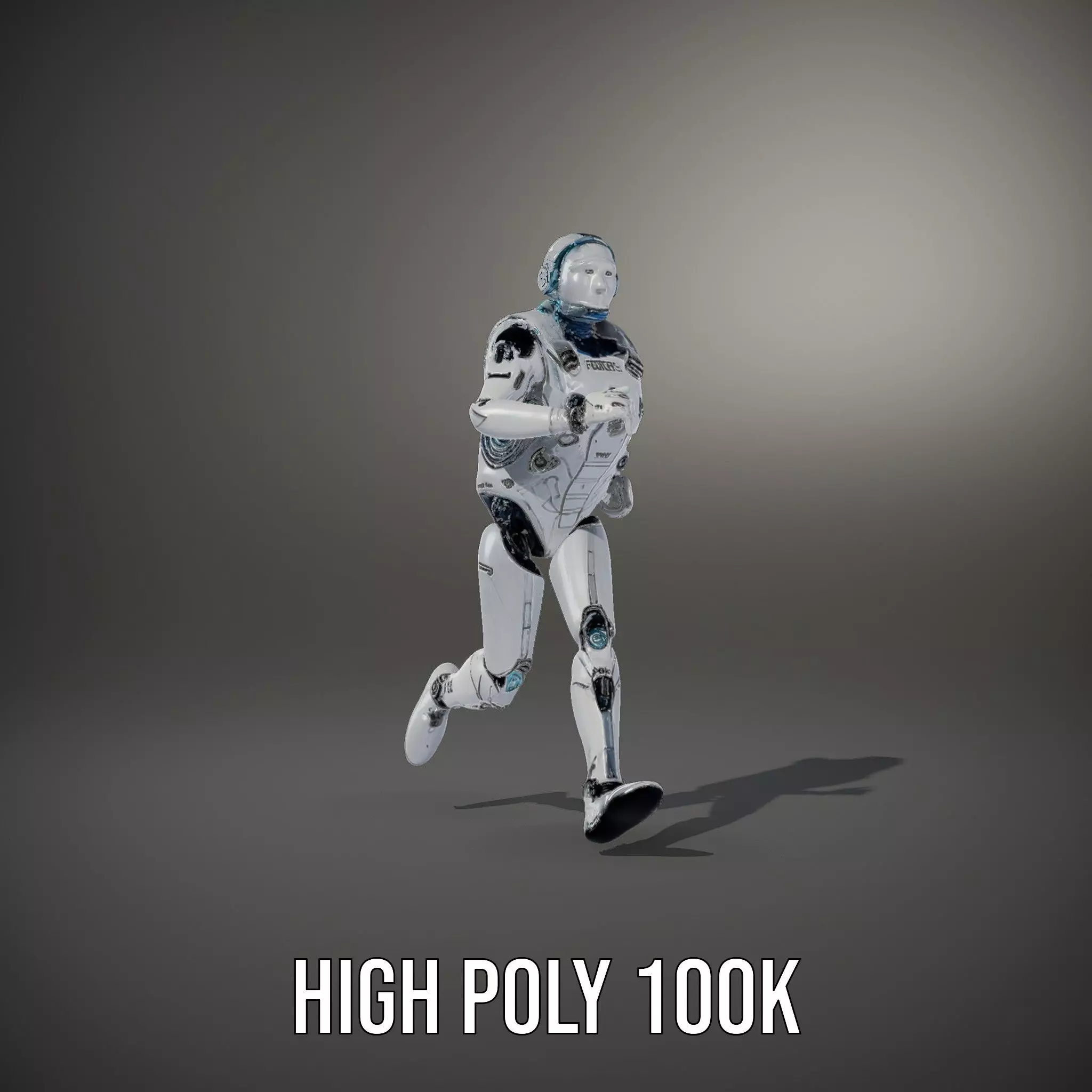 Futuristic Silver Robot model pack Low-poly 3D model_8