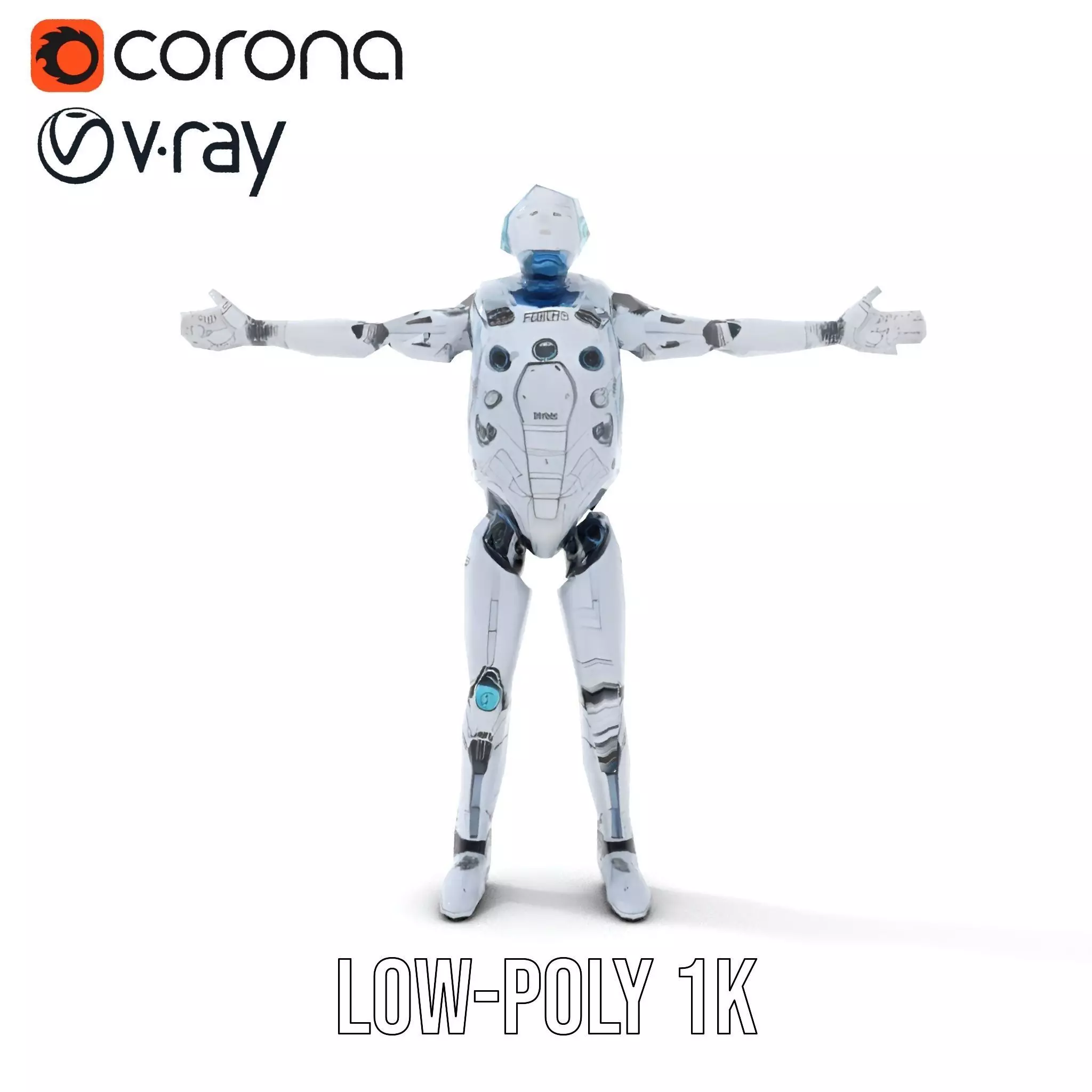 Futuristic Silver Robot model pack Low-poly 3D model_14