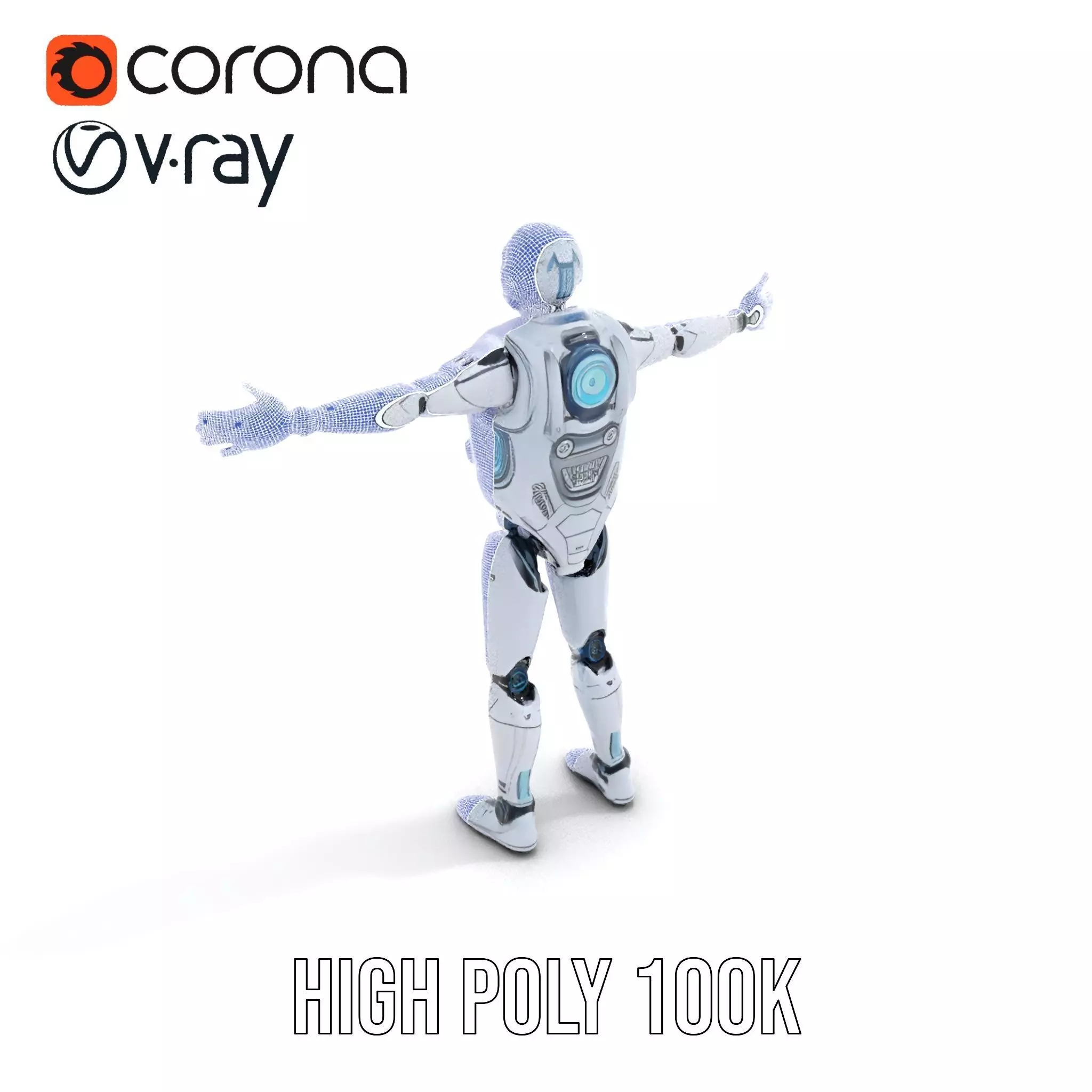 Futuristic Silver Robot model pack Low-poly 3D model_31