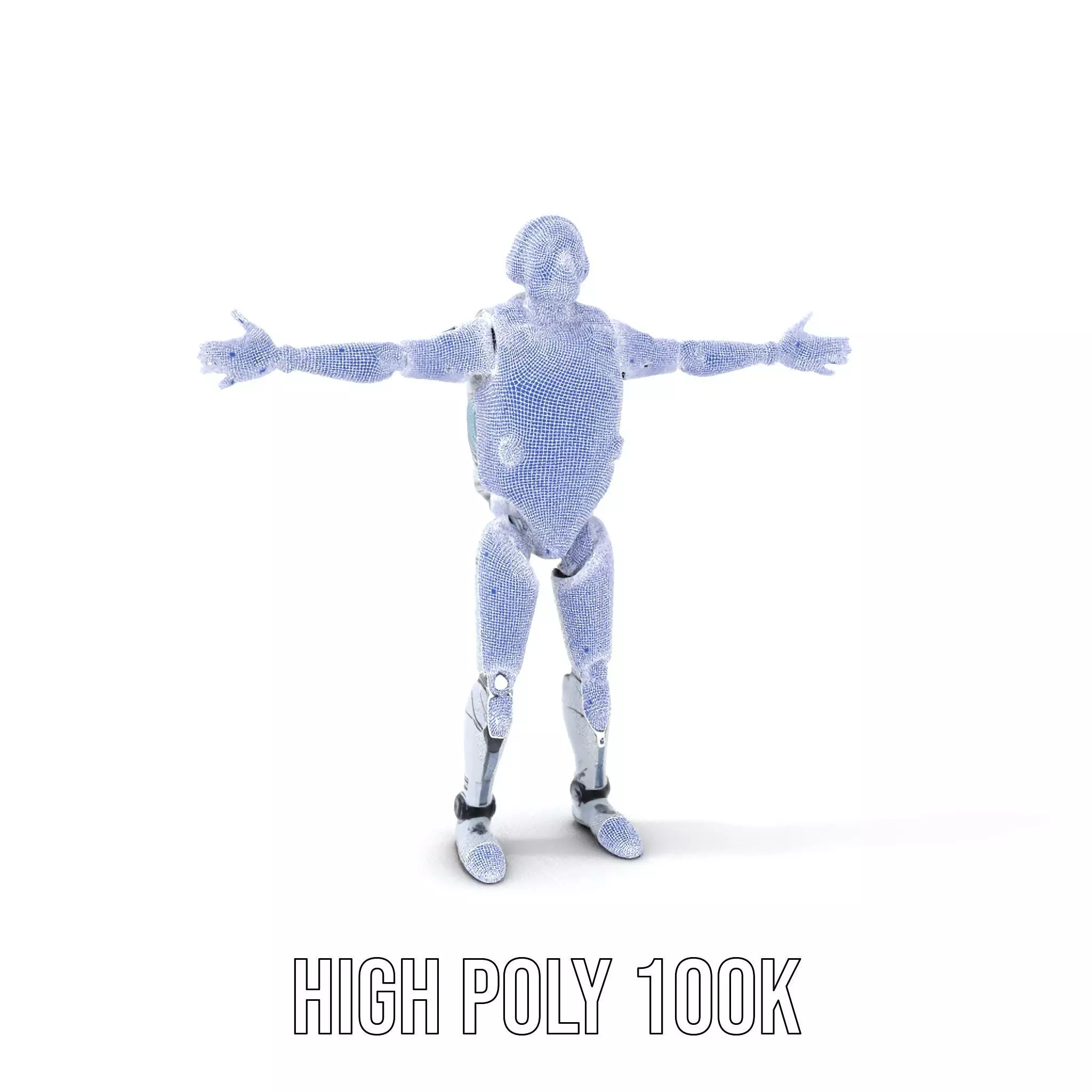 Futuristic Silver Robot model pack Low-poly 3D model_4