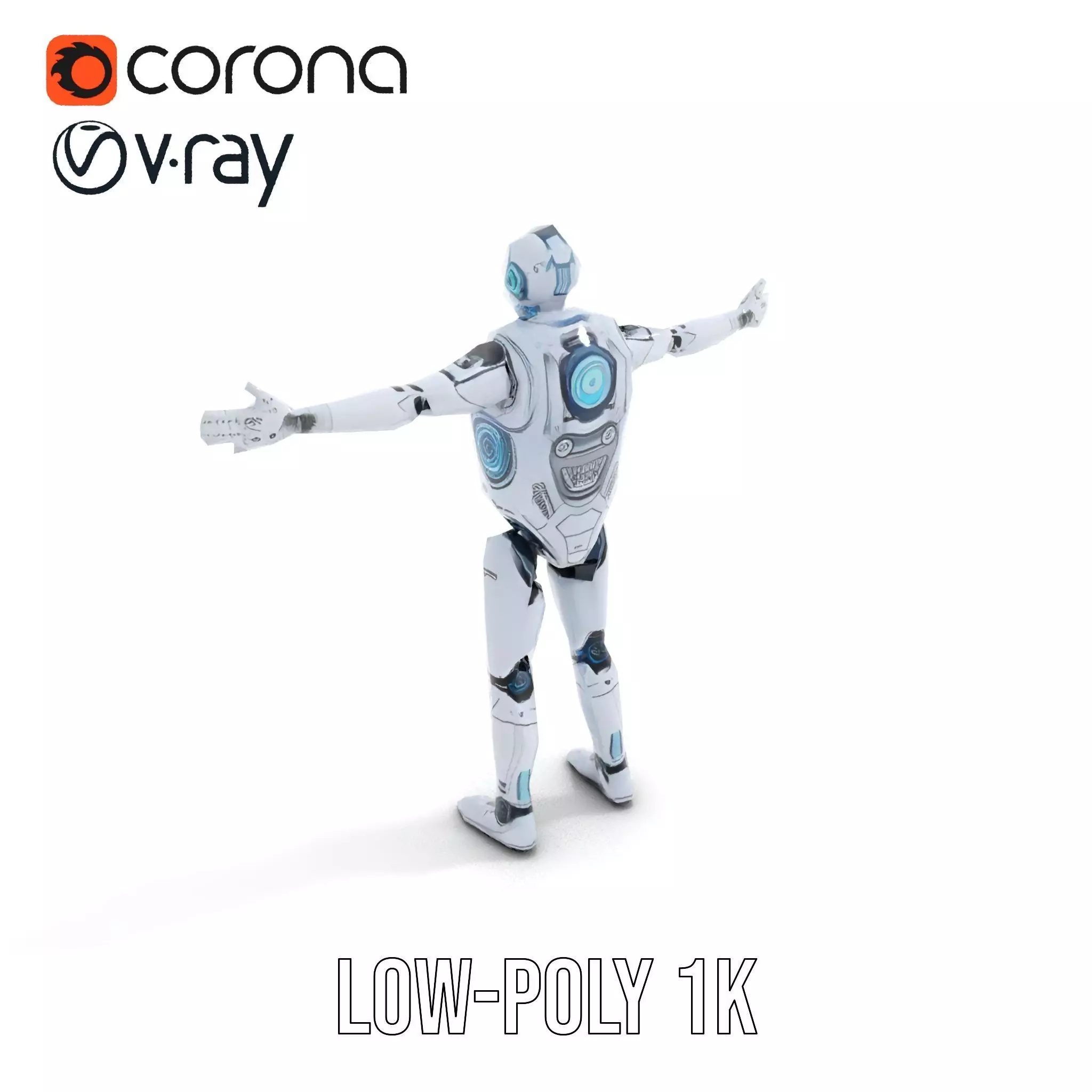 Futuristic Silver Robot model pack Low-poly 3D model_12