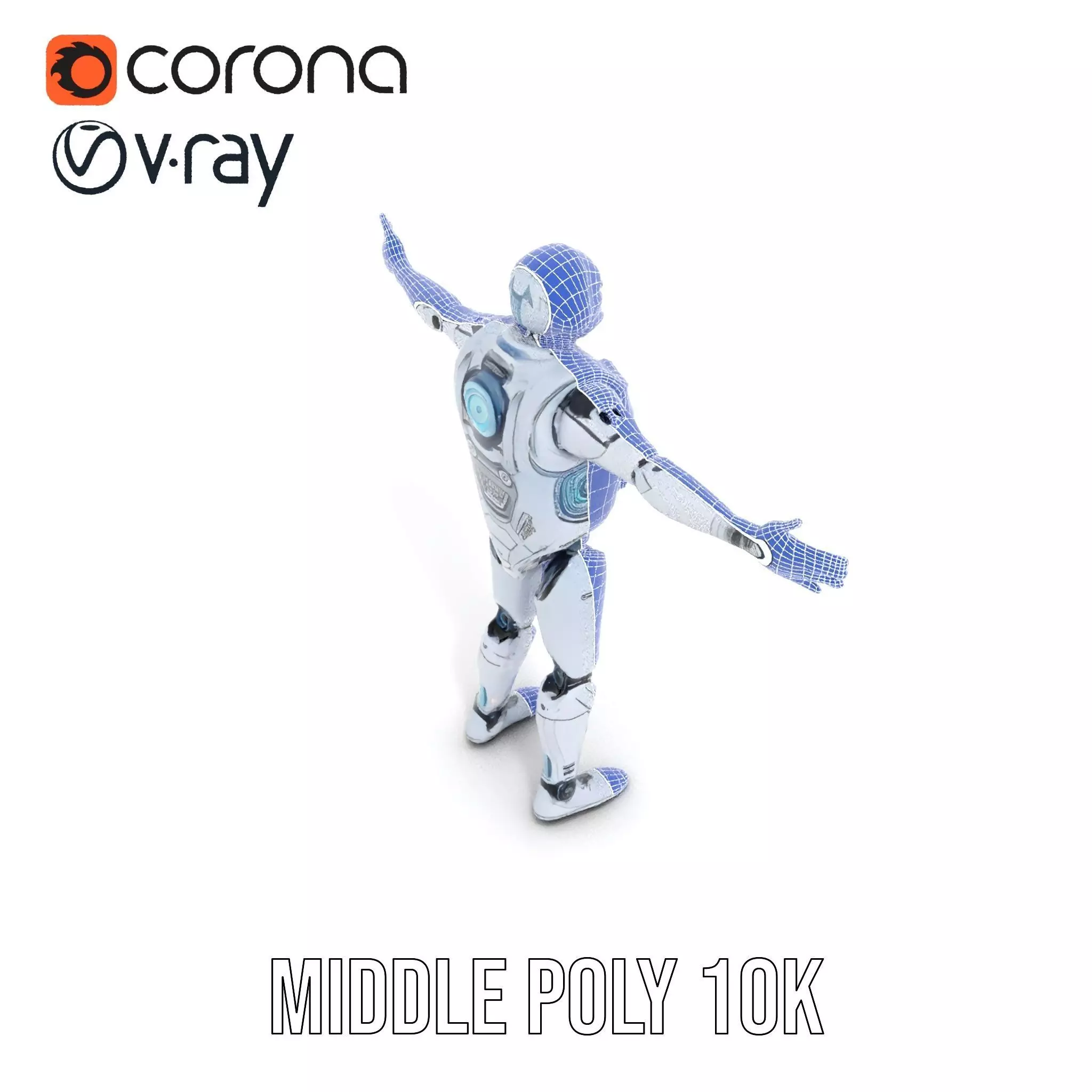 Futuristic Silver Robot model pack Low-poly 3D model_24