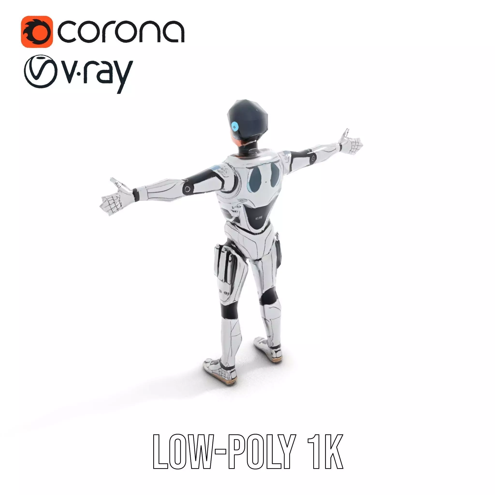 Advanced Silver Robot model pack Low-poly 3D model_7