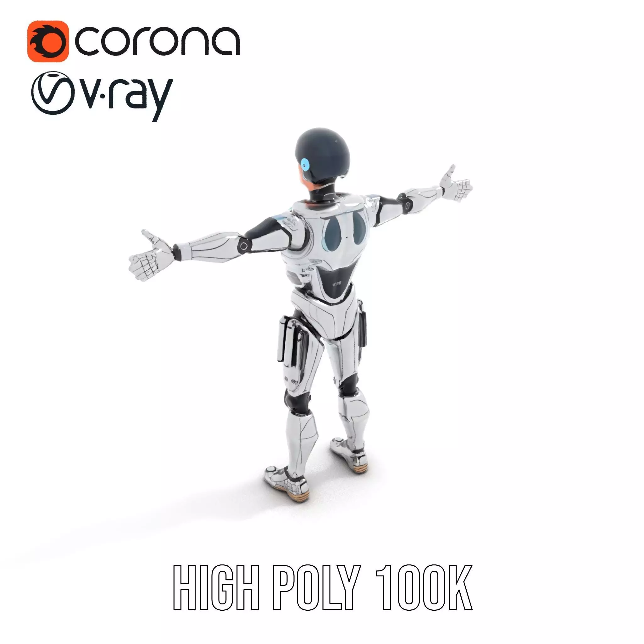 Advanced Silver Robot model pack Low-poly 3D model_15