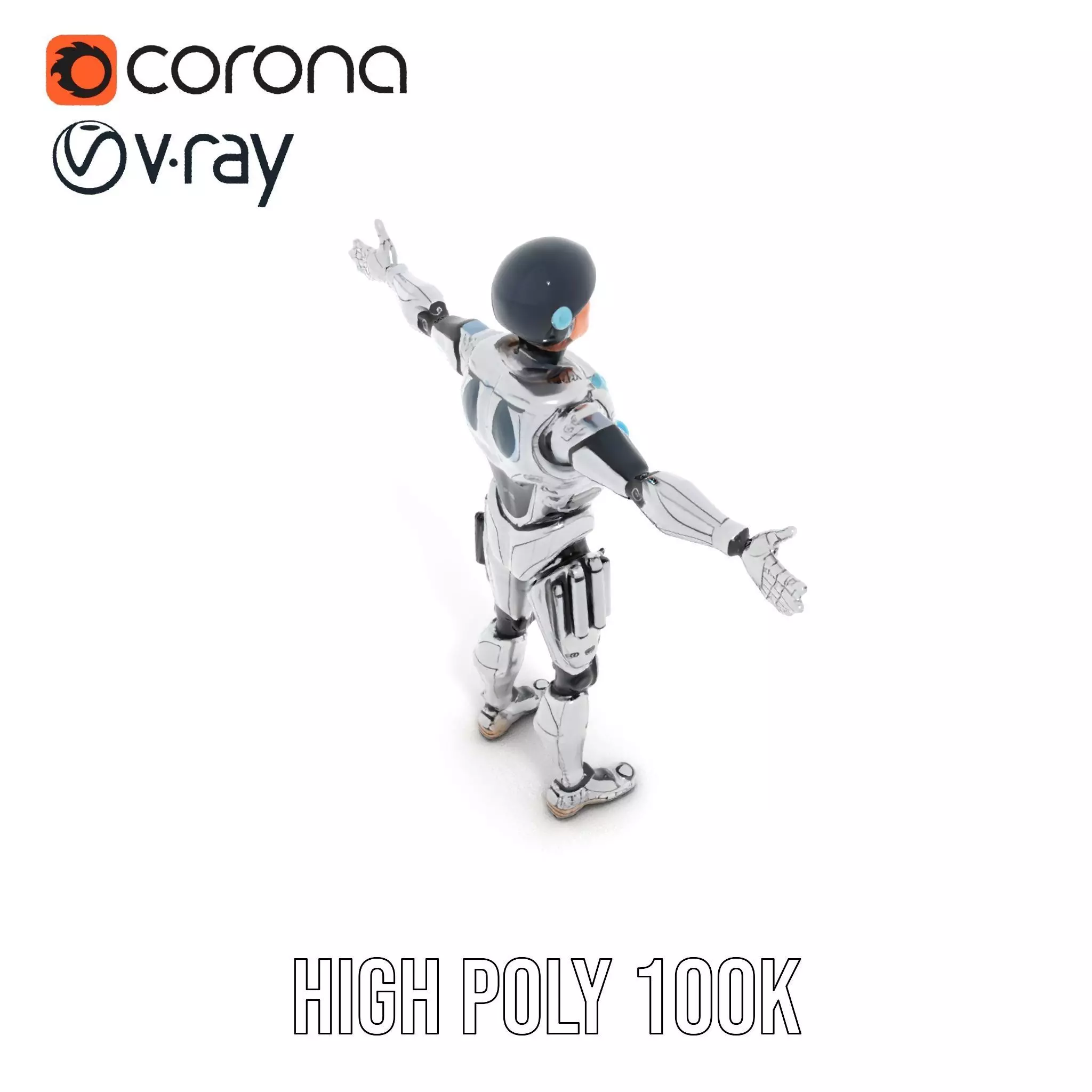 Advanced Silver Robot model pack Low-poly 3D model_20