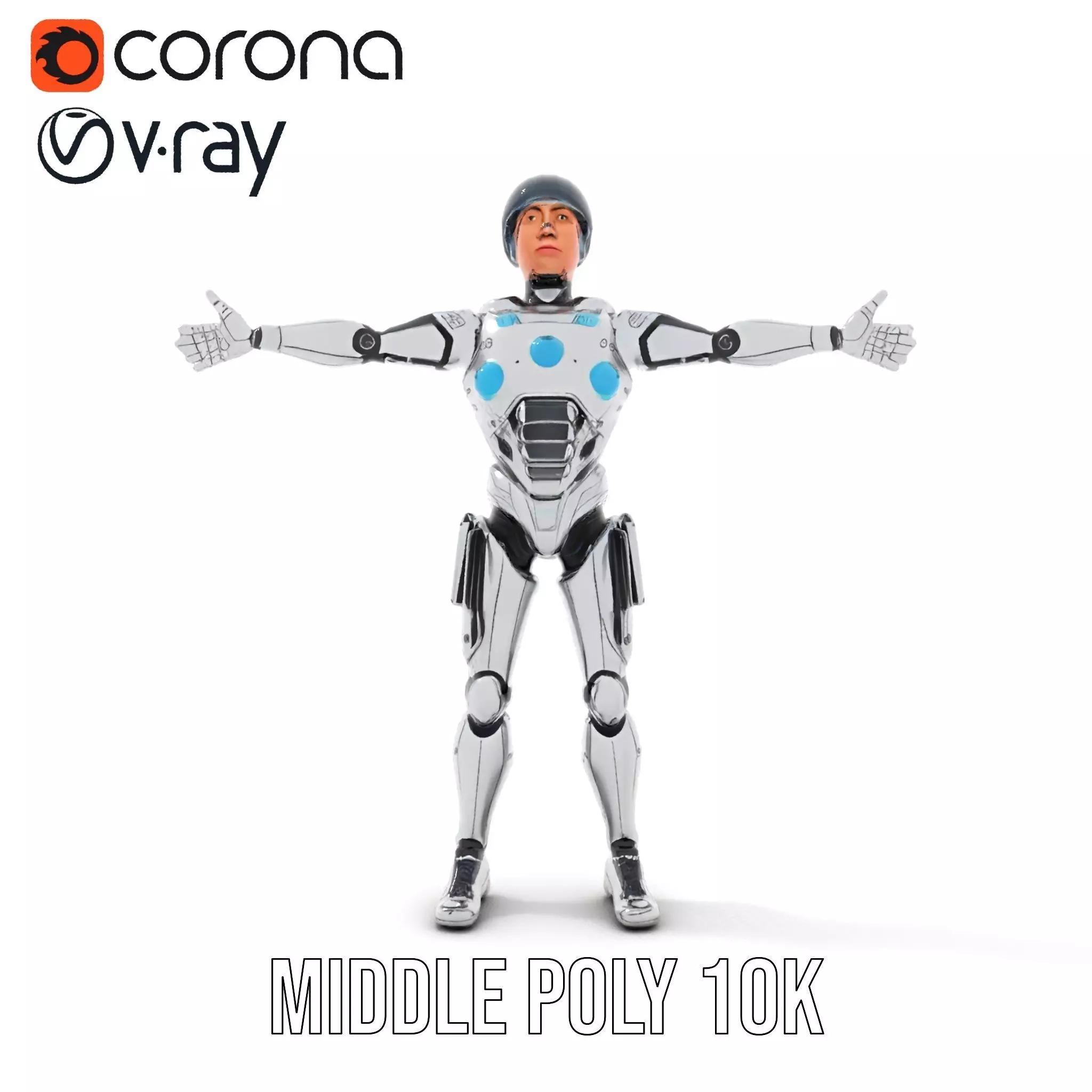 Advanced Silver Robot model pack Low-poly 3D model_11