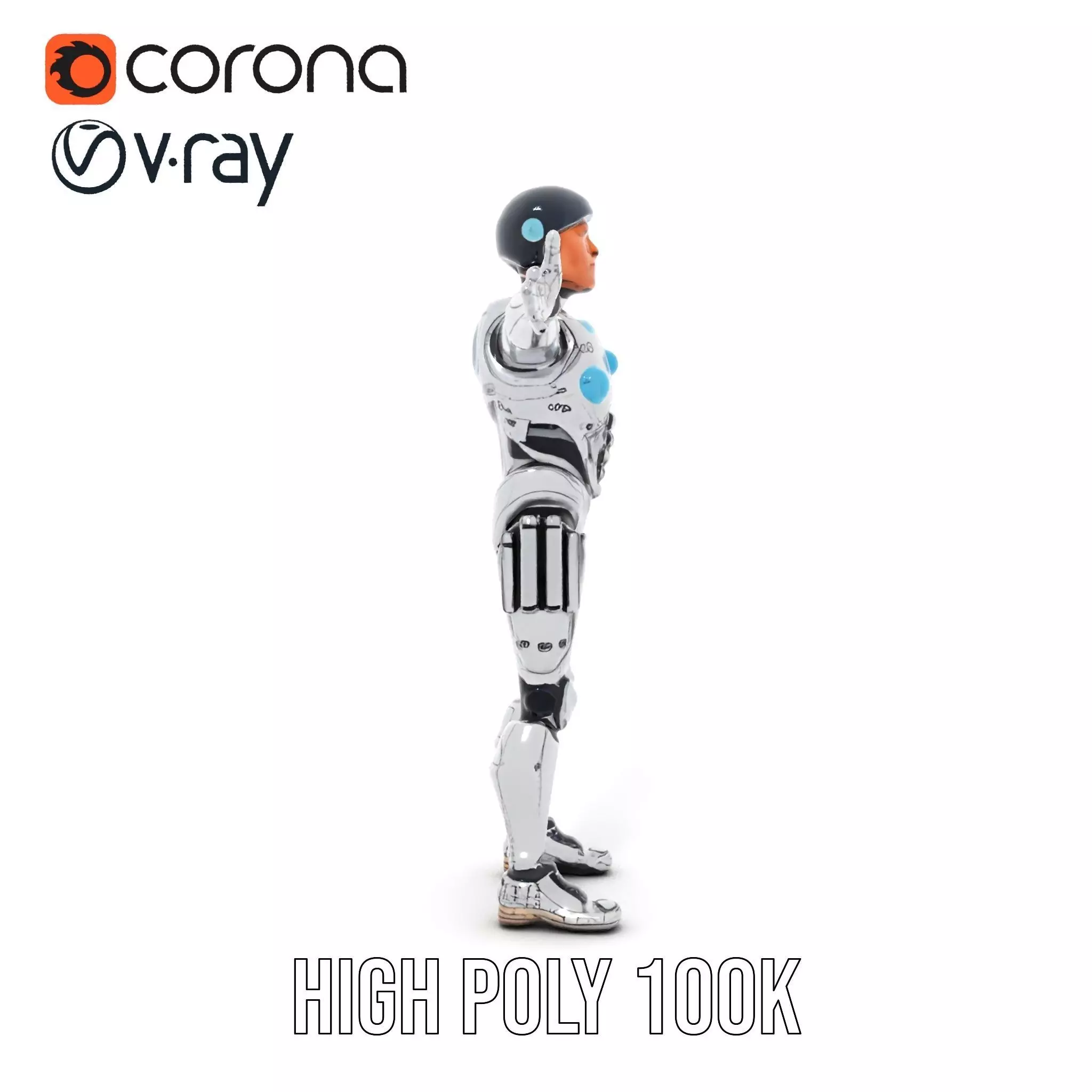 Advanced Silver Robot model pack Low-poly 3D model_23