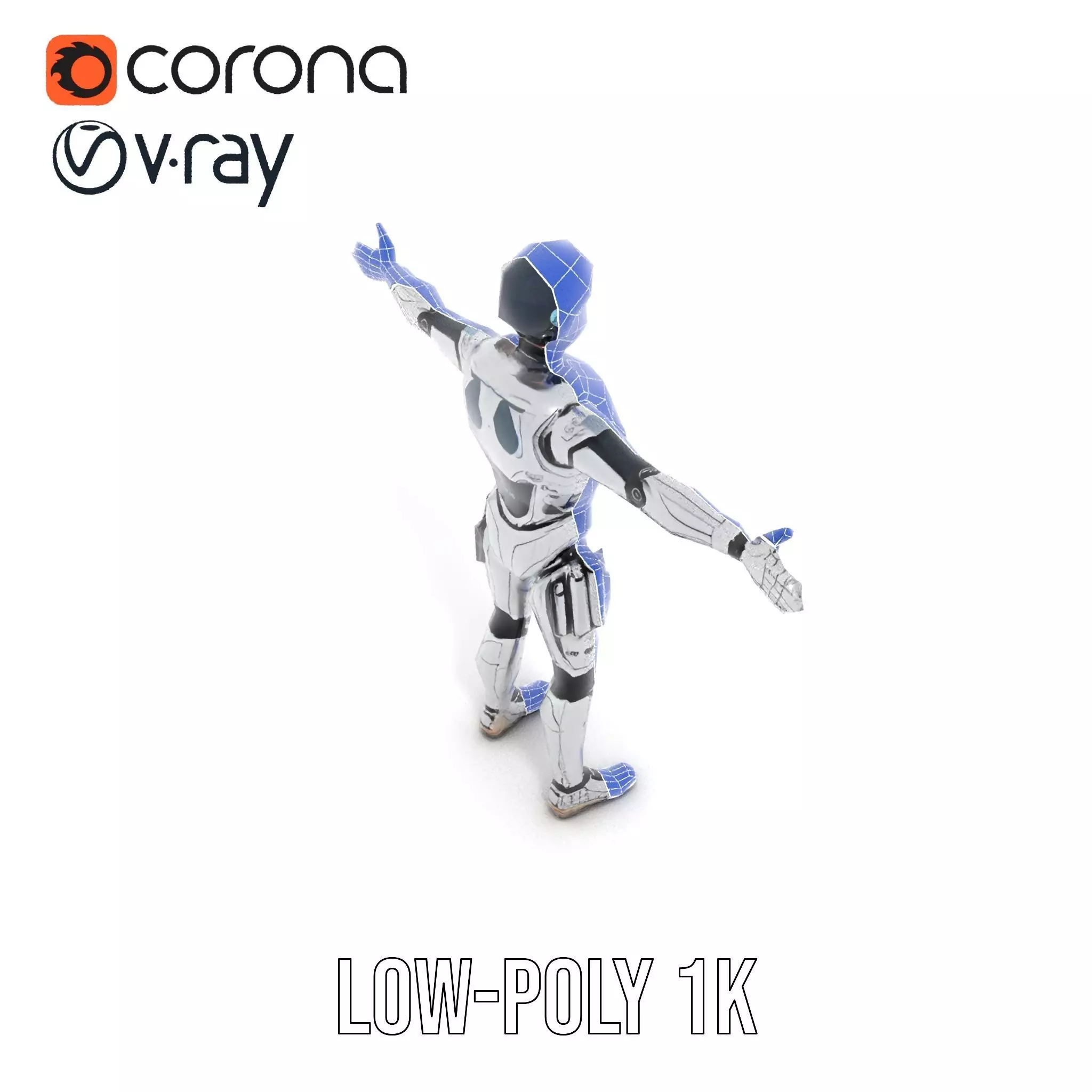 Advanced Silver Robot model pack Low-poly 3D model_14