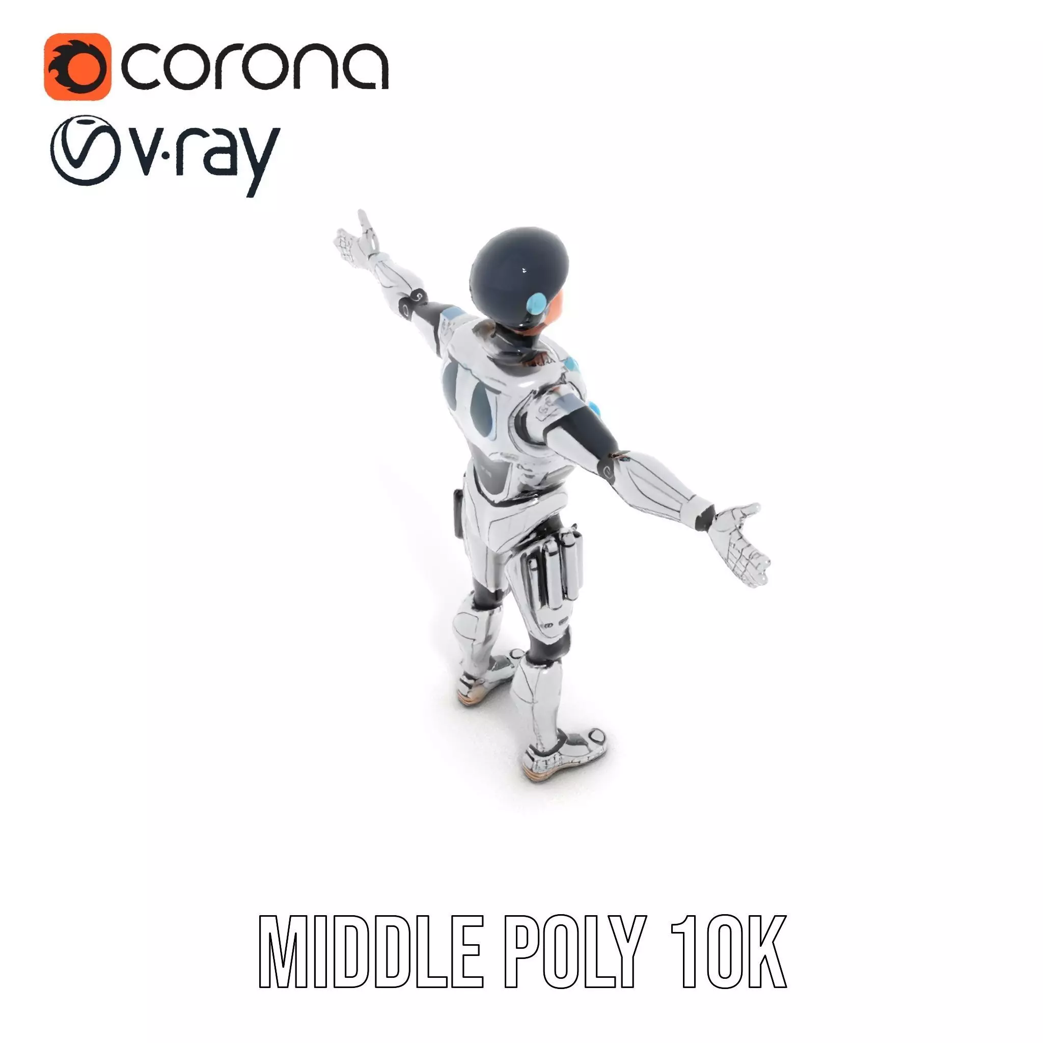 Advanced Silver Robot model pack Low-poly 3D model_21