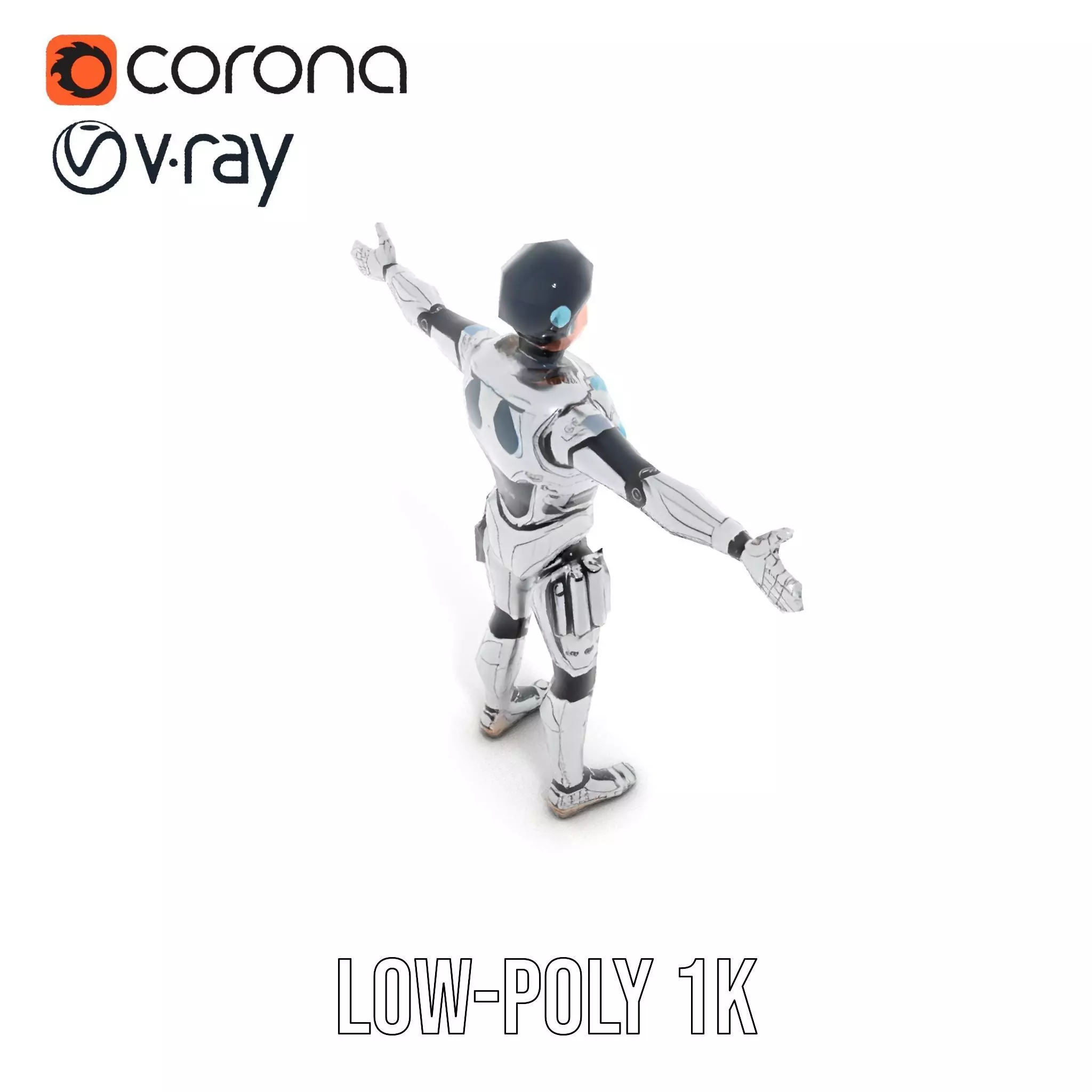Advanced Silver Robot model pack Low-poly 3D model_9
